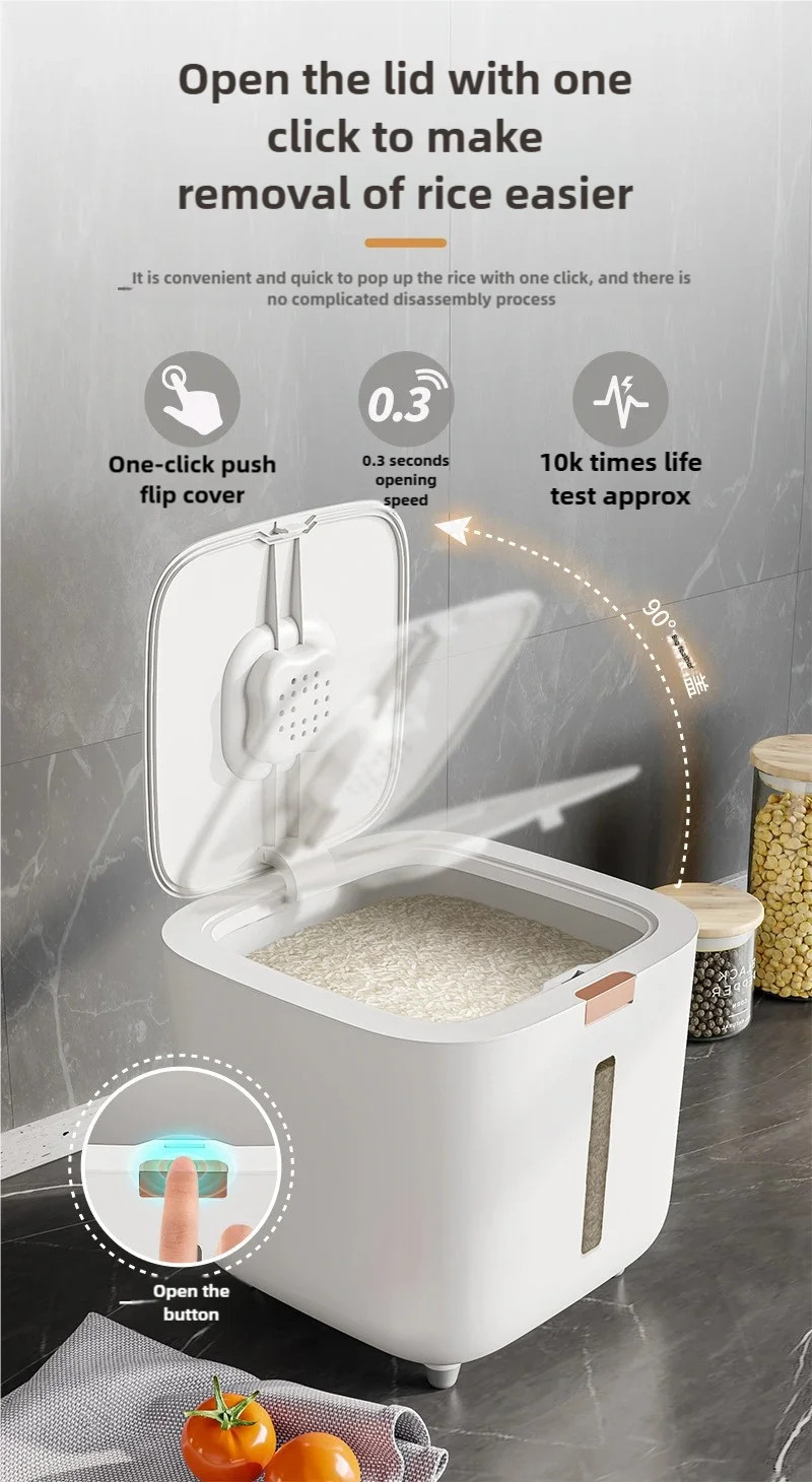 Rice Storage Container Kitchen Flour Food Dispenser Box Grain Sealed Organizer