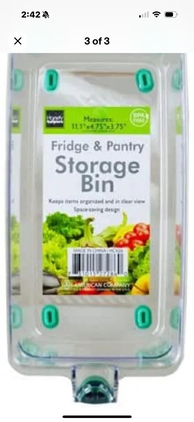 Kole Imports Handy Fridge and Pantry Storage Bin, 11.1″ x 4.75″ x 3.75″, Clear