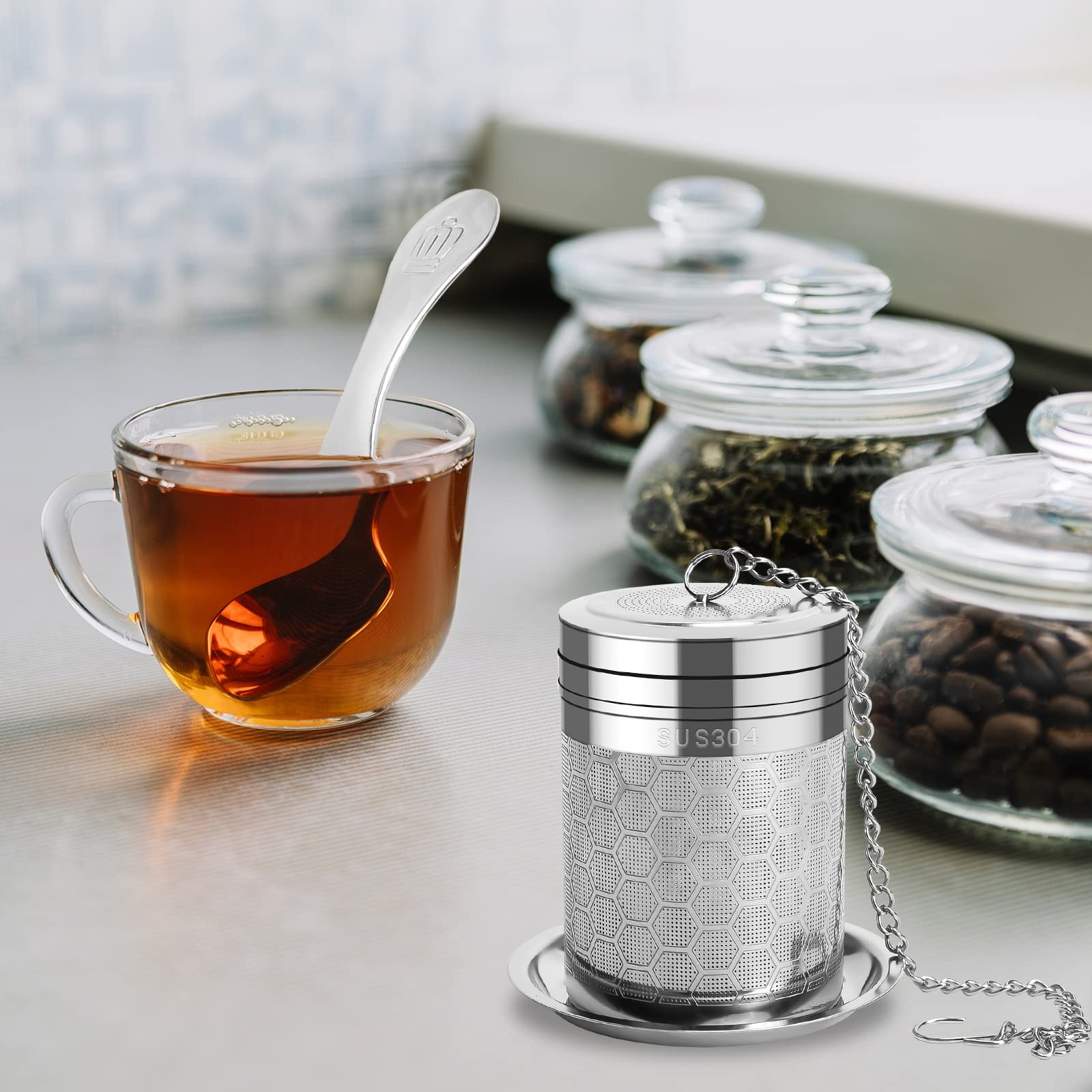 Numola Large Tea Infusers for Loose Tea, Extra Fine Mesh Large, Silver