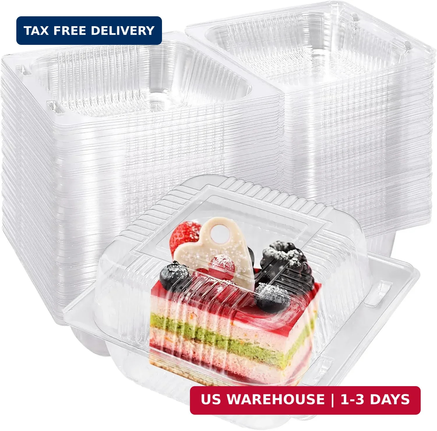 100Pcs Clear Plastic Take Out Containers,Clear Plastic Hinged Food Containers,Di