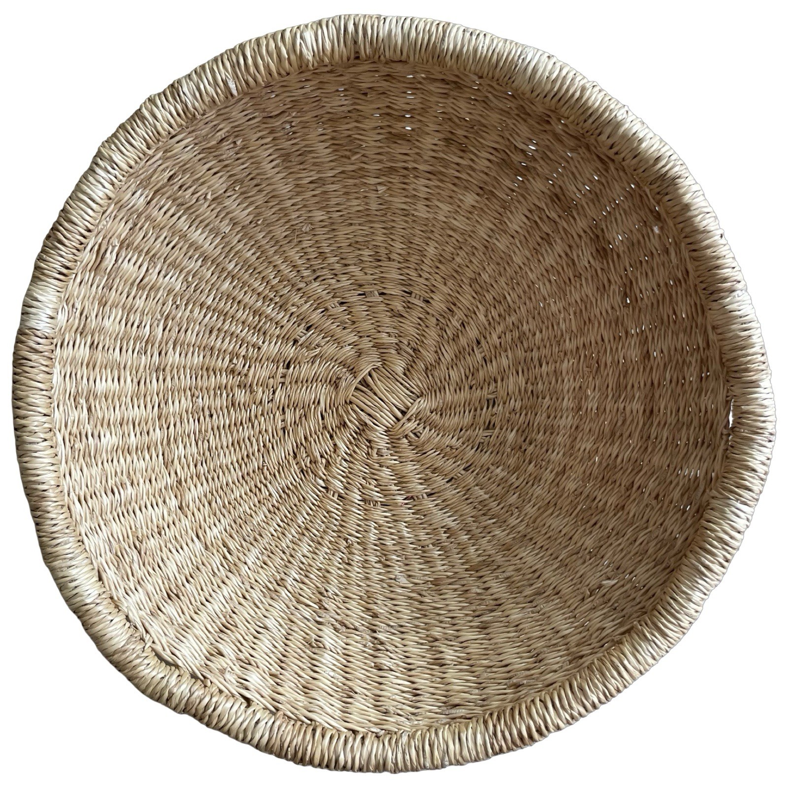 Handmade Rattan Bread Basket Round Wicker Fruit Storage Bowl 13”