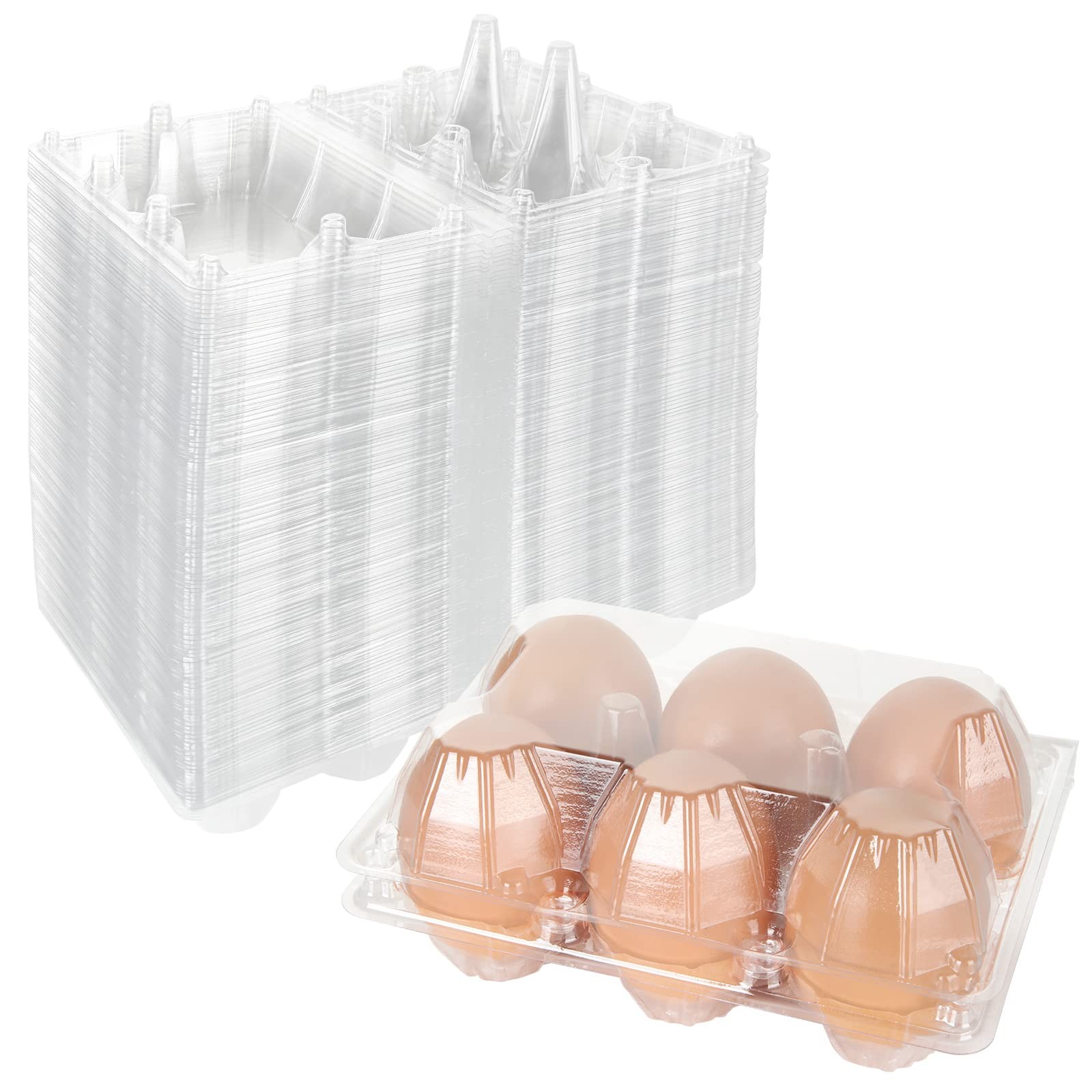 100PCS Plastic Egg Cartons Bulk 2×3 Egg Holders Style Holds 6 Eggs – Half Doz…