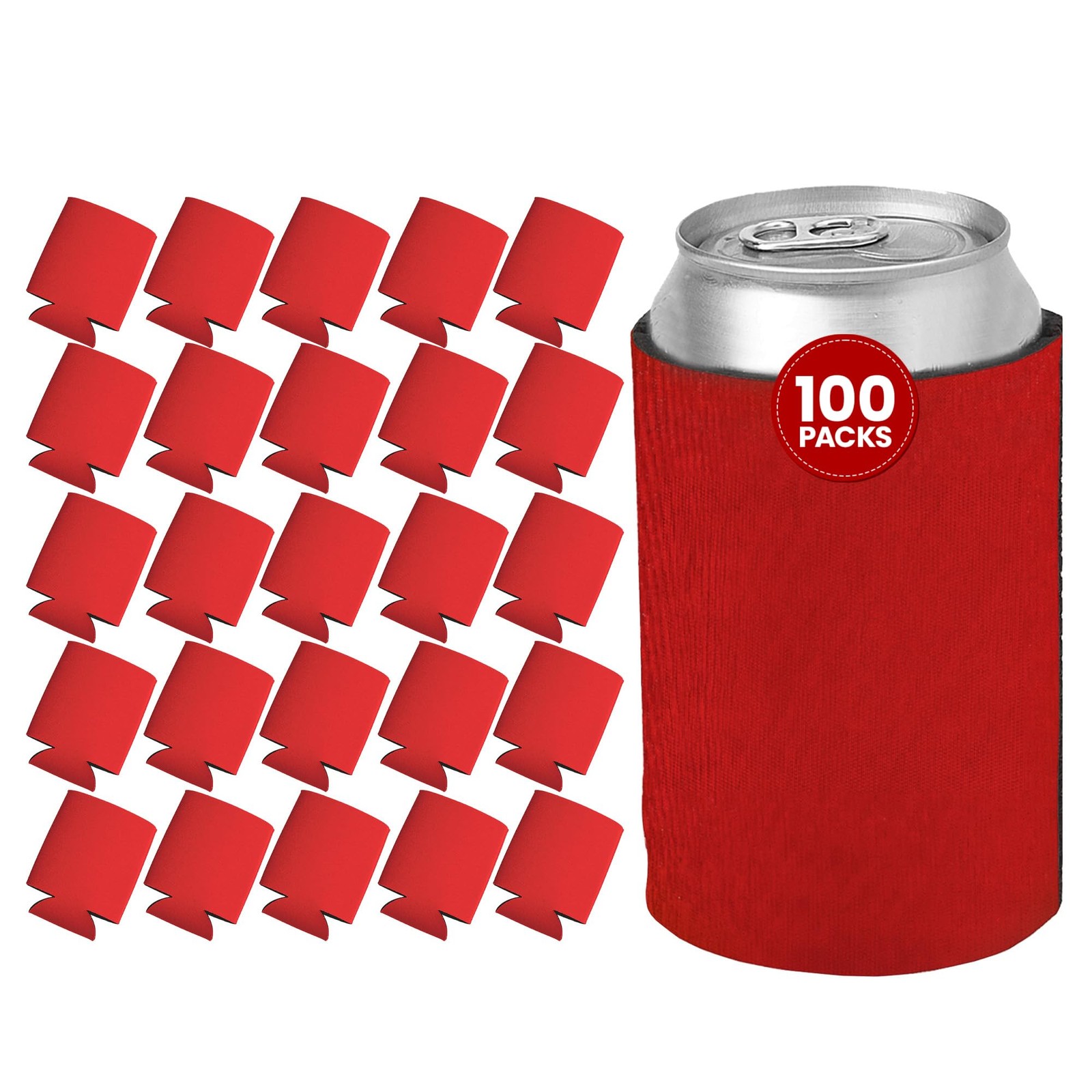 Gifts By Design 100 Ct Of Kan-Tastic Can Red Flexible Foam Keeps Beer Soda