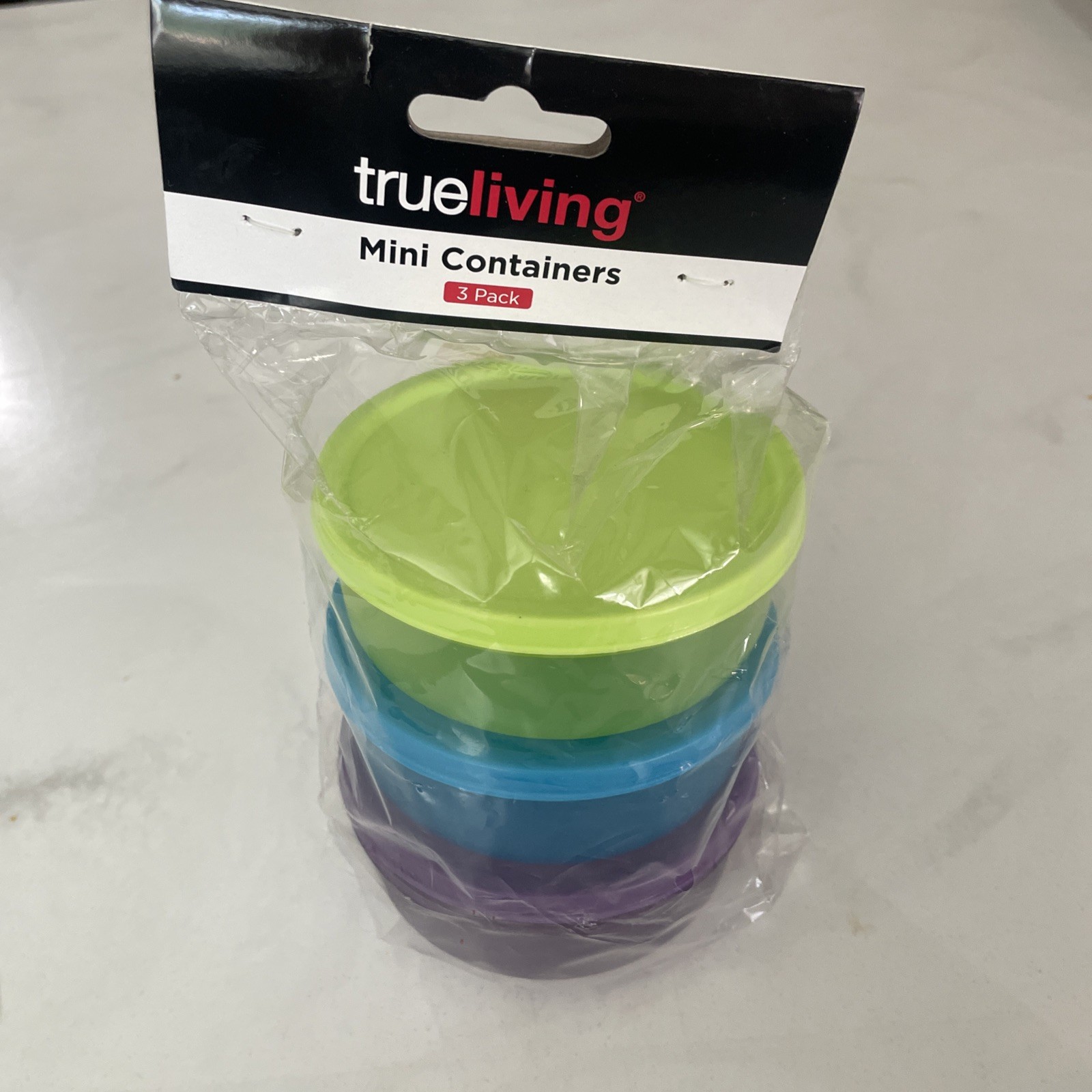 true living mini small containers with lids 3 pack green blue purple