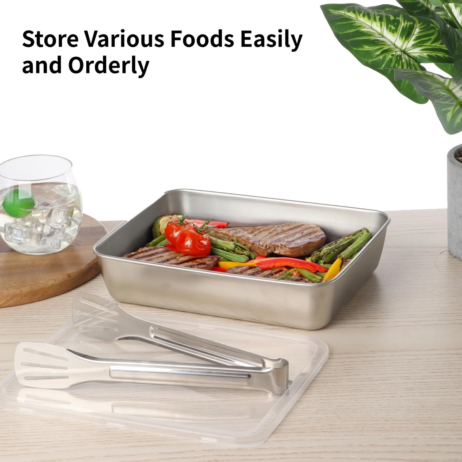 Breading Trays Set of 3, 10 x 8 x 2 Inches Large Stainless Steel Breading Pan…