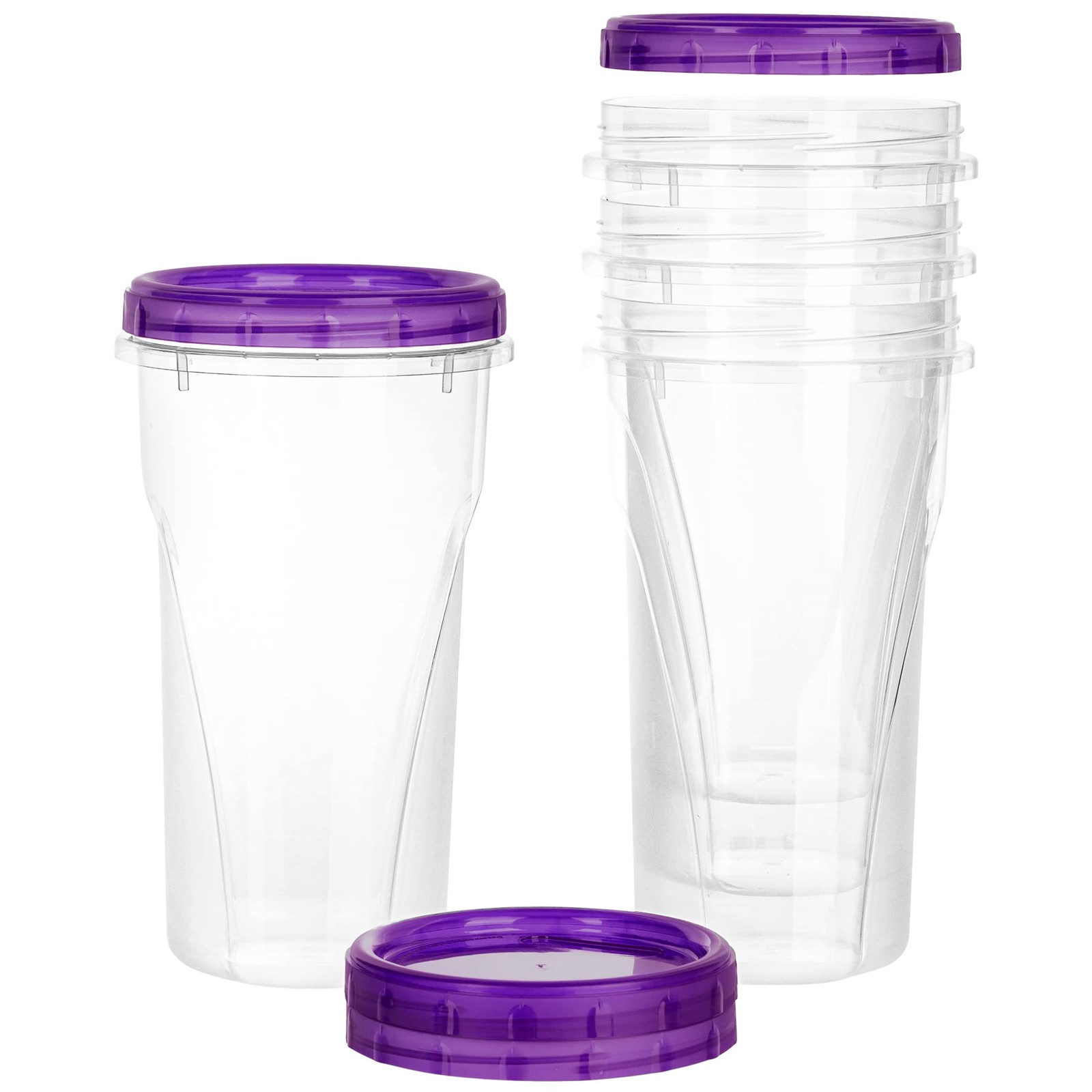 48 Ounce Twist Top Deli Containers Clear Bottom With Purple Top Twist On Lids Re