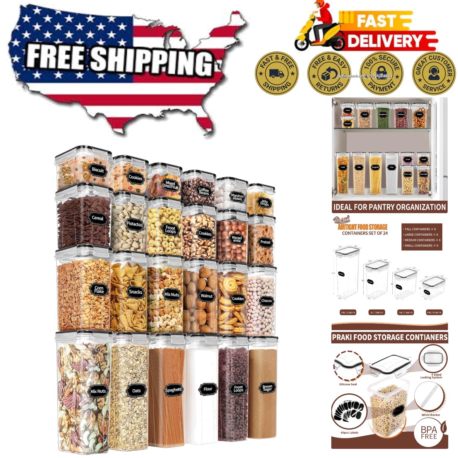24 Piece Airtight Food Storage Set – Clear, Leak-Proof, Reusable Design