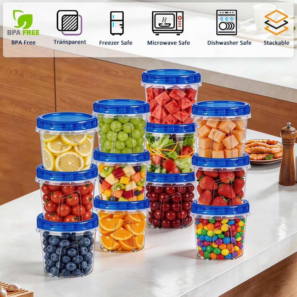 12 Pack 23.5 oz Reusable Freezer Storage Containers with Twist Top Lids Airti…