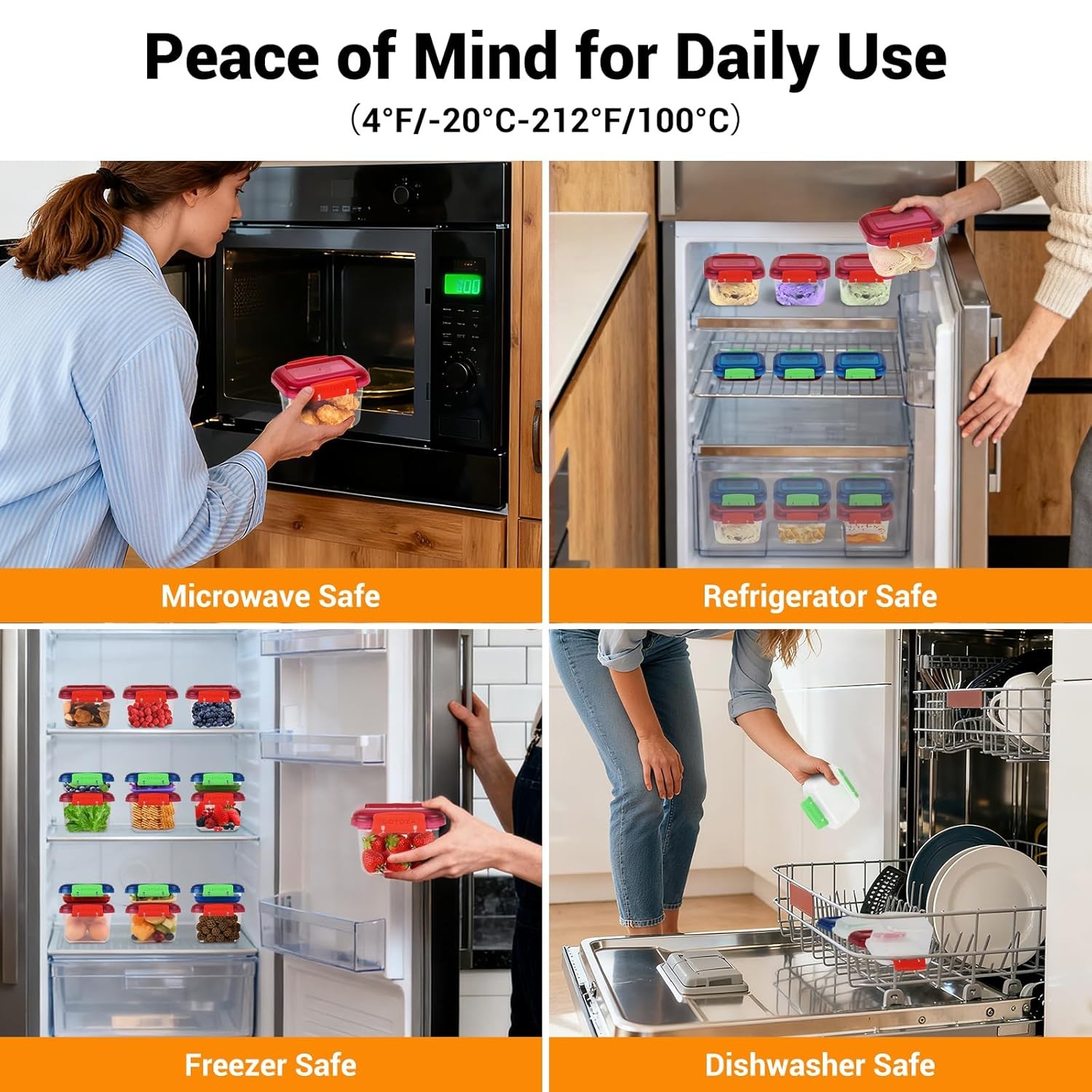 12oz 5oz Small Plastic Food Storage Containers with Lids Snap Lock Lunch Box Squ