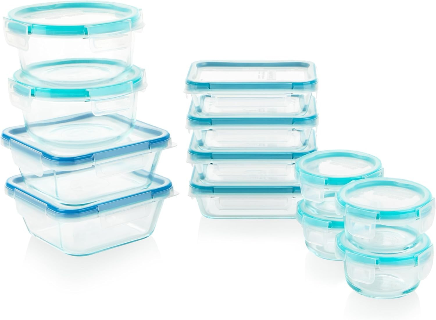 Glass Total Solutions (12-Pack) Food Storage Containers Set, (1, 2 & 4 Cup), Air