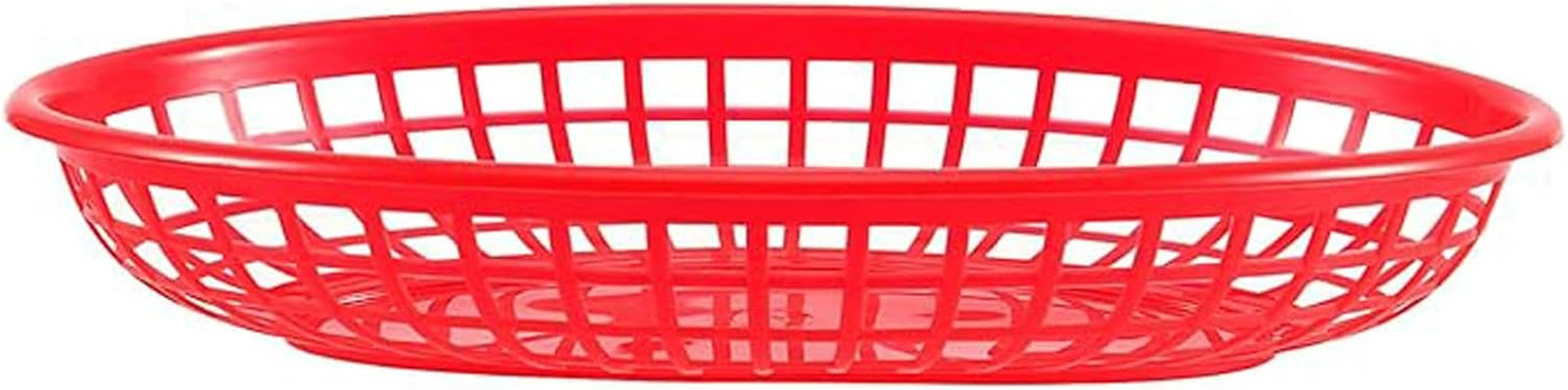 50 Pack 9 X 5.6 Inch Oval Fast Food Baskets Red Plastic Fast Food Baskets