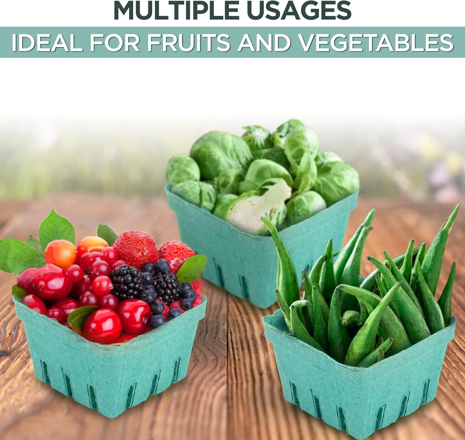 FMP Brands [250 Pack] Pint Green Molded Pulp Fiber Berry Basket Produce Vented C