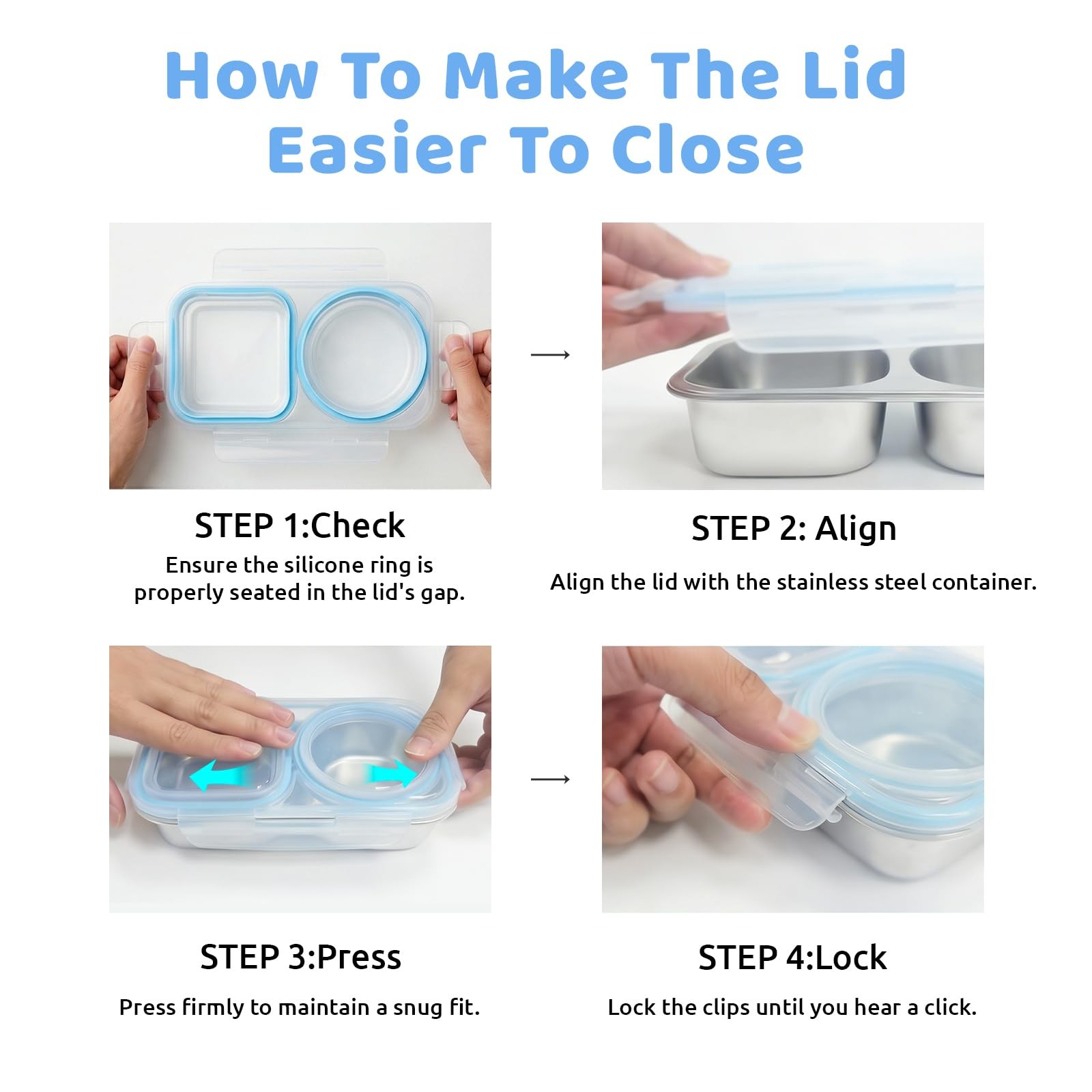 3 Packs Stainless Steel Snack Containers For Adults, 2 Compartment Reusable M…
