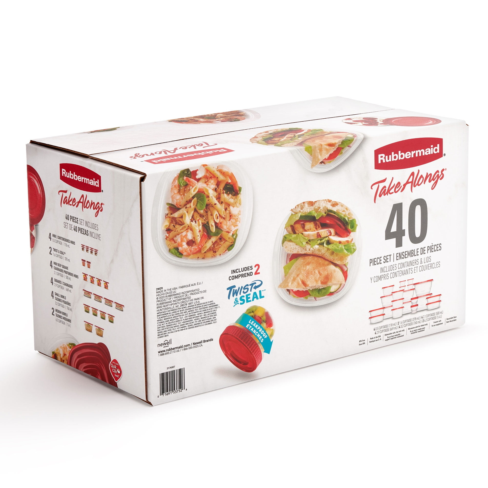 TakeAlongs 40 Piece Food Storage Set, Red, Total of 12.6 Qts