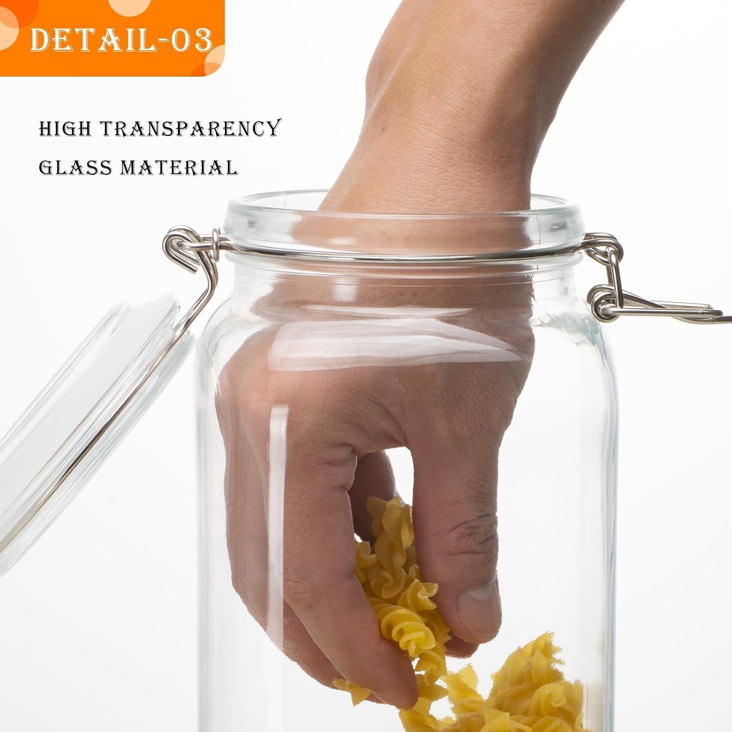 78oz Glass Food Storage Jars with Airtight Clamp Lids, 3 PCS Food Storage Can…