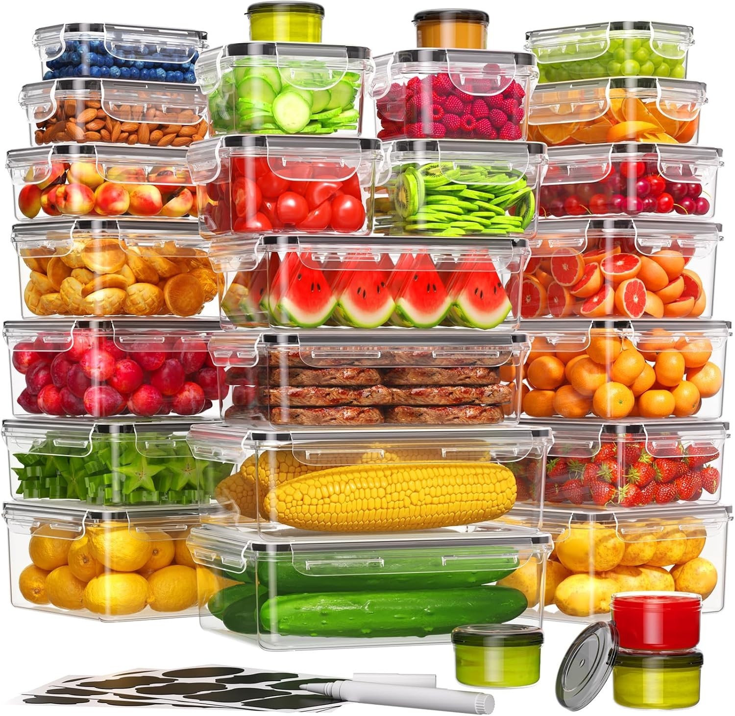 36-Piece Food Storage Containers W/ Lids(18 Container & 18 Lid Plastic Food