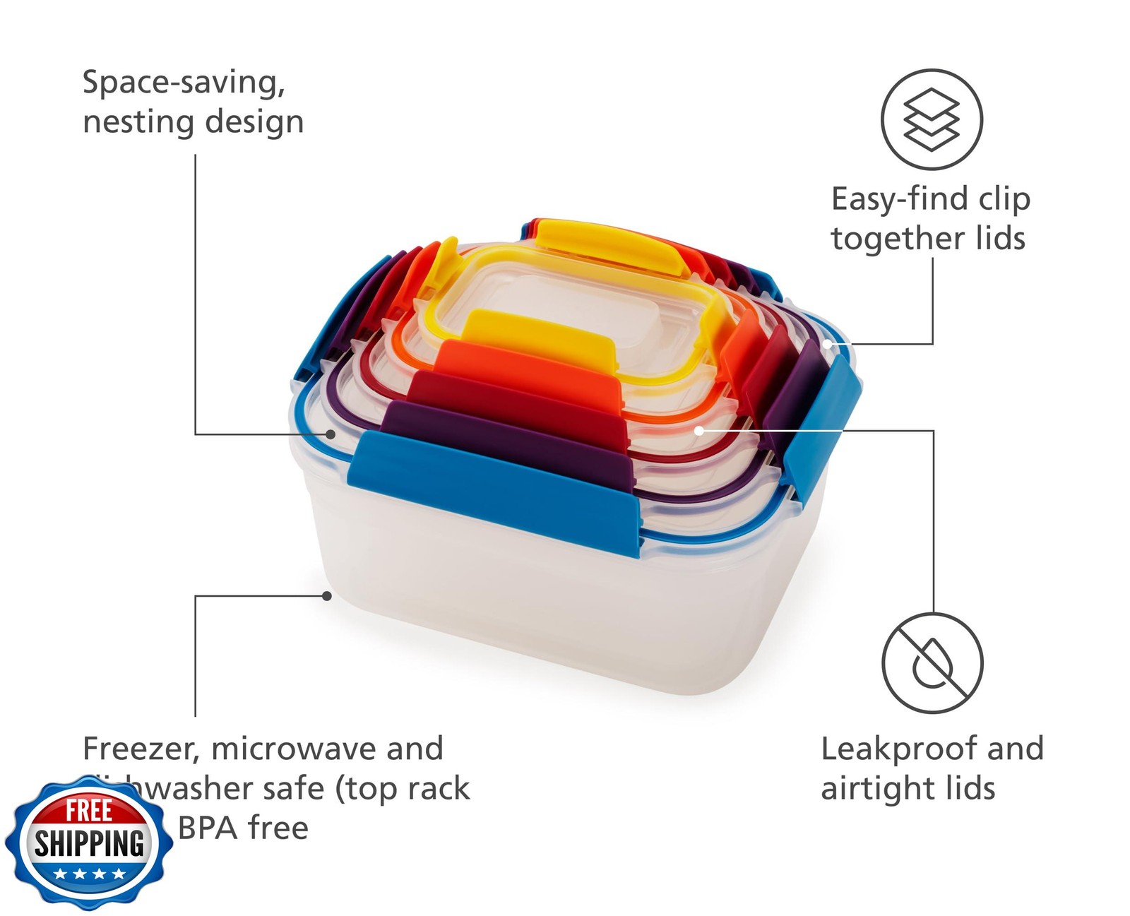 Joseph Joseph Nest Lock Plastic BPA Free Food Storage Container S