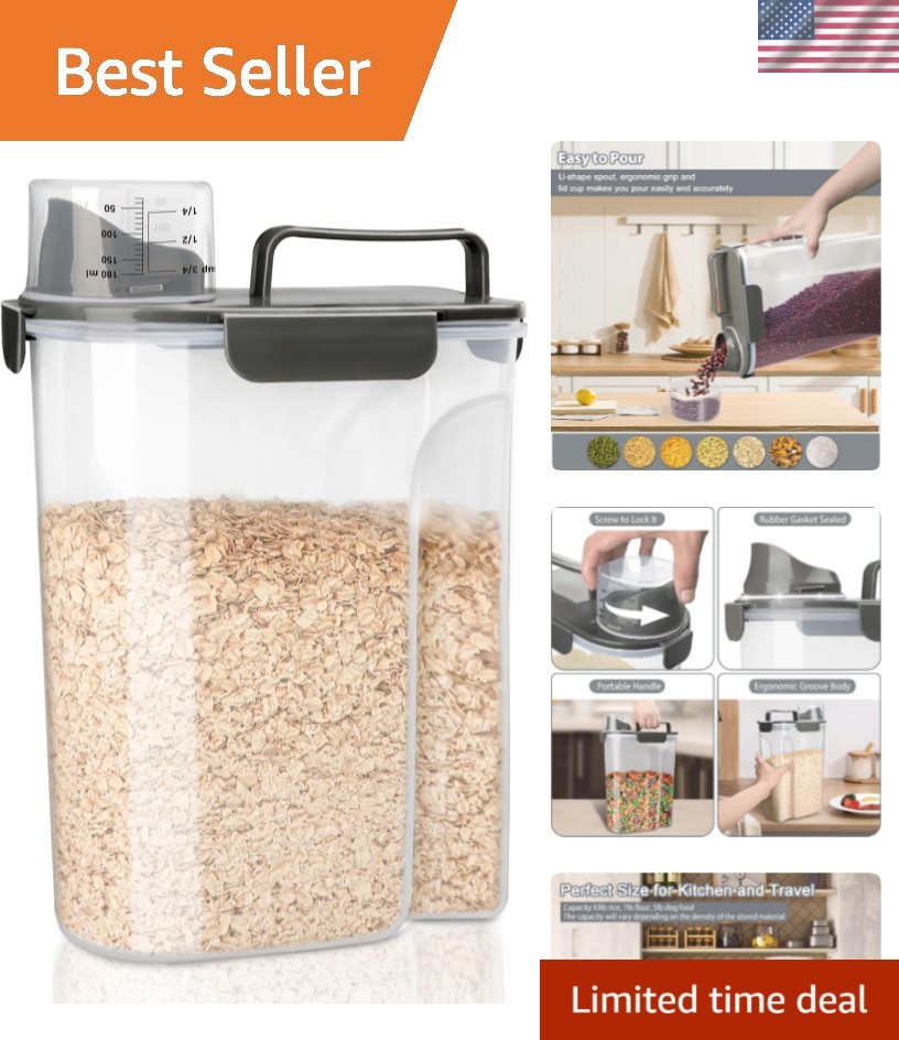 Rice Container, Airtight Rice Storage Container 10lb, Cereal Containers Stora…