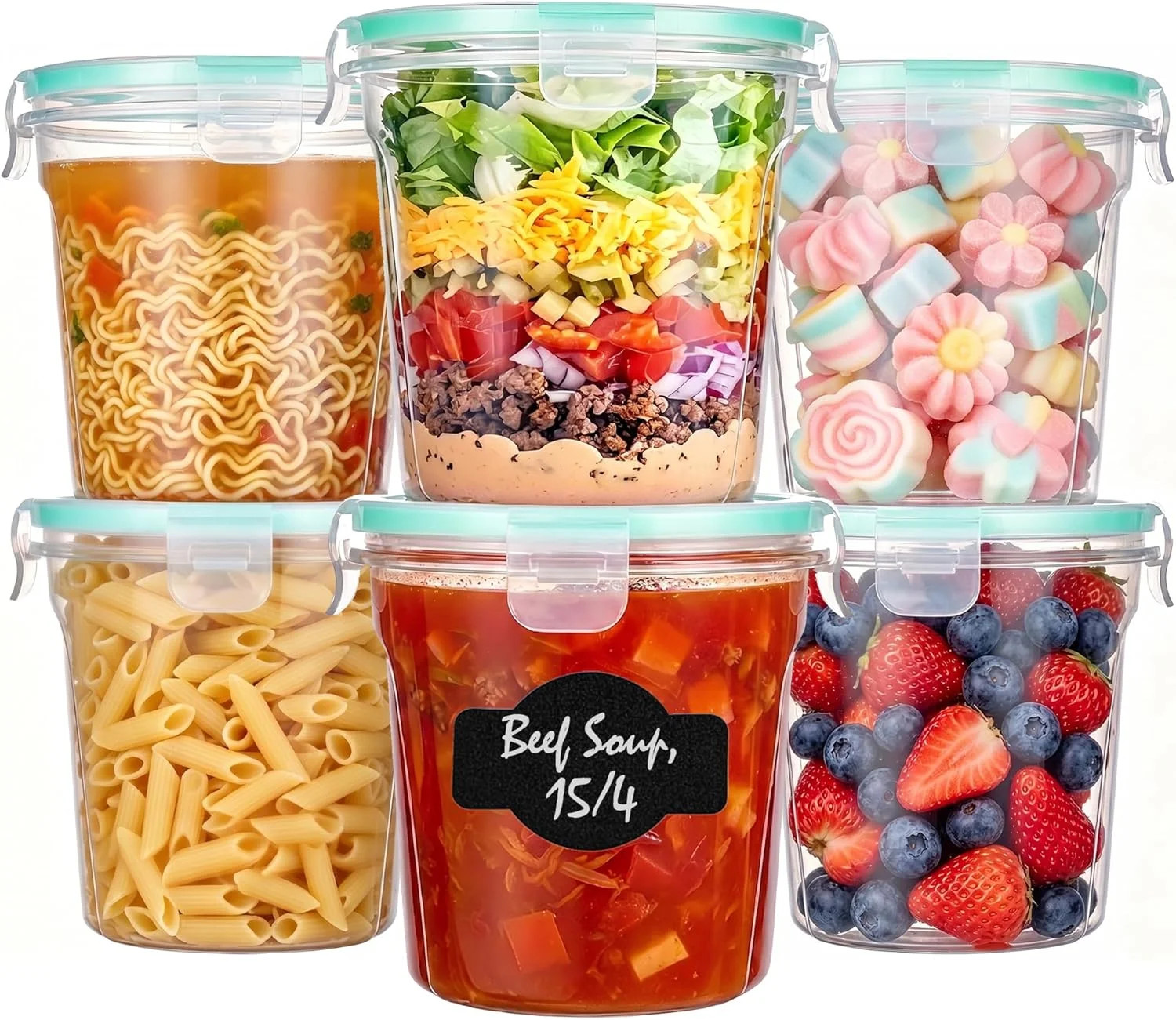 Vtopmart 6 Pack 24oz Soup Containers with Airtight Lids, Deli Containers for Tak