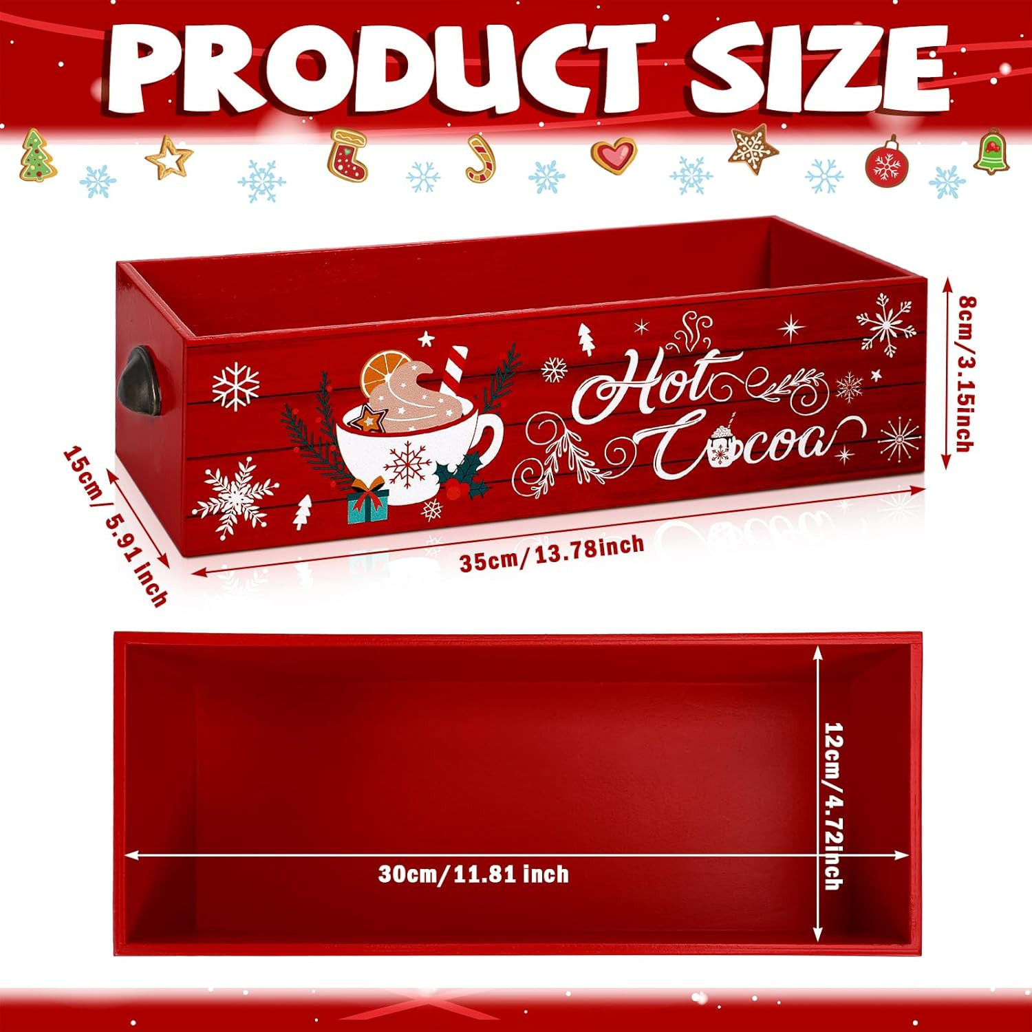 2 Pcs Hot Cocoa Bar Wood Storage Box Hot Cocoa Decorative Christmas Cute Wood St