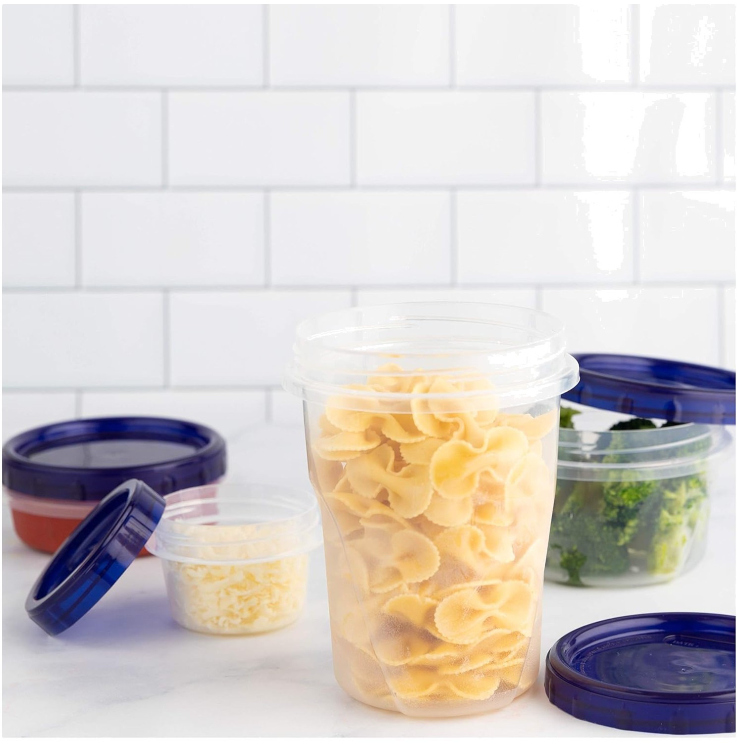 32oz Clear Deli Containers Twist Top Blue 72-Pack