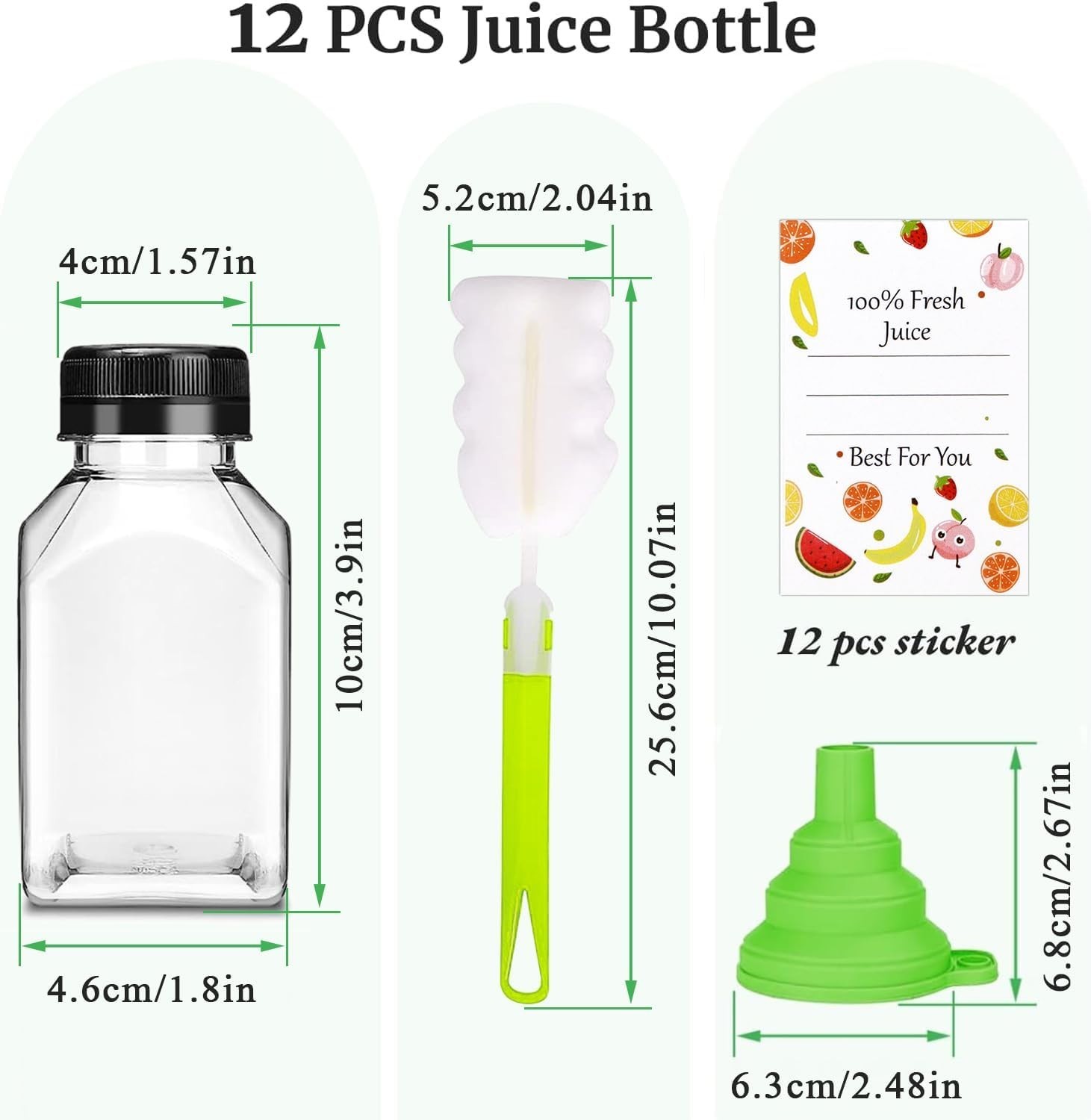 Plastic Juice Bottles with Caps 12 pcs – 4oz Reusable Juice Containers with T…