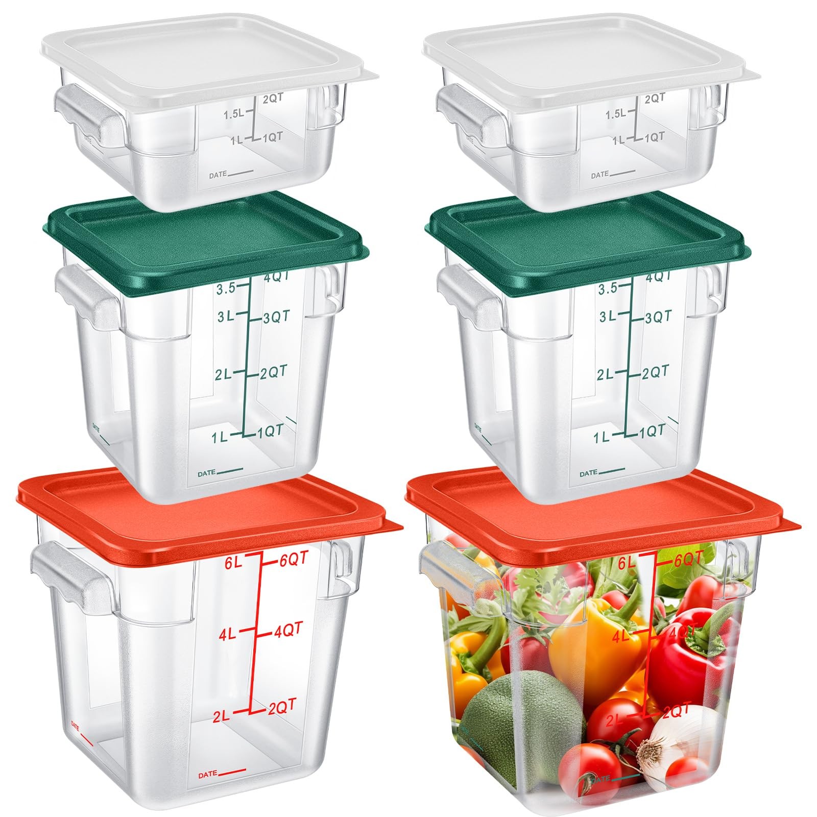 Tioncy 6 Pcs Food Storage Container with Lids Set 2 as shown in the picture