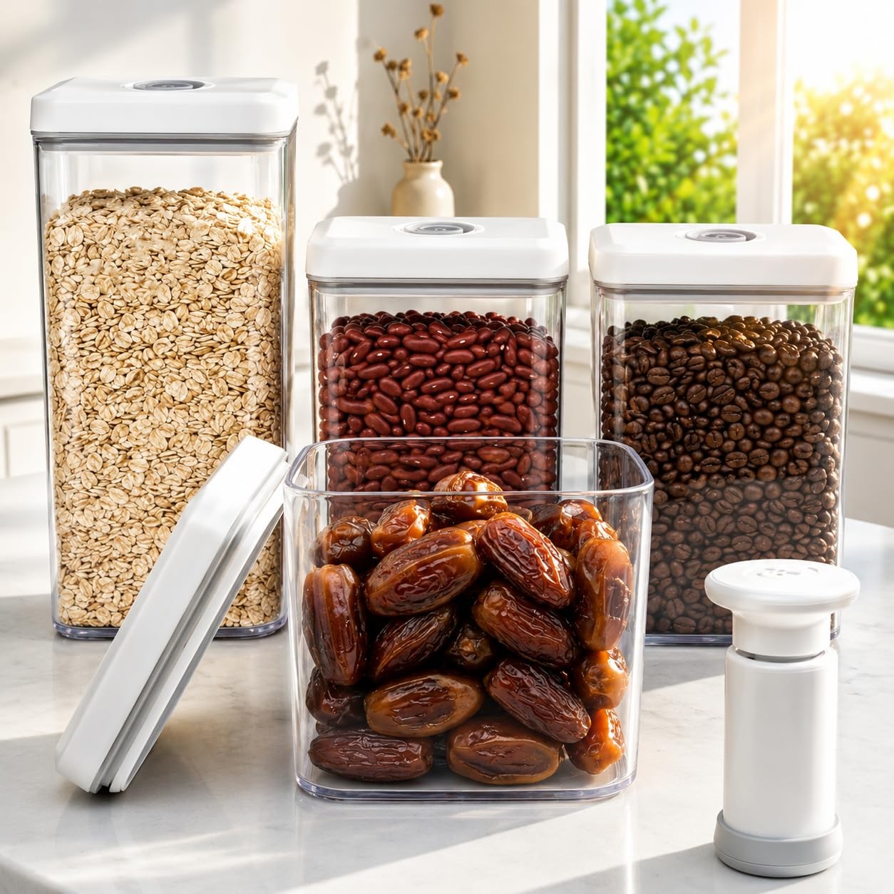 BARRYSAIL Vacuum Sealed Food Storage Containers with Pump – Airtight, whit