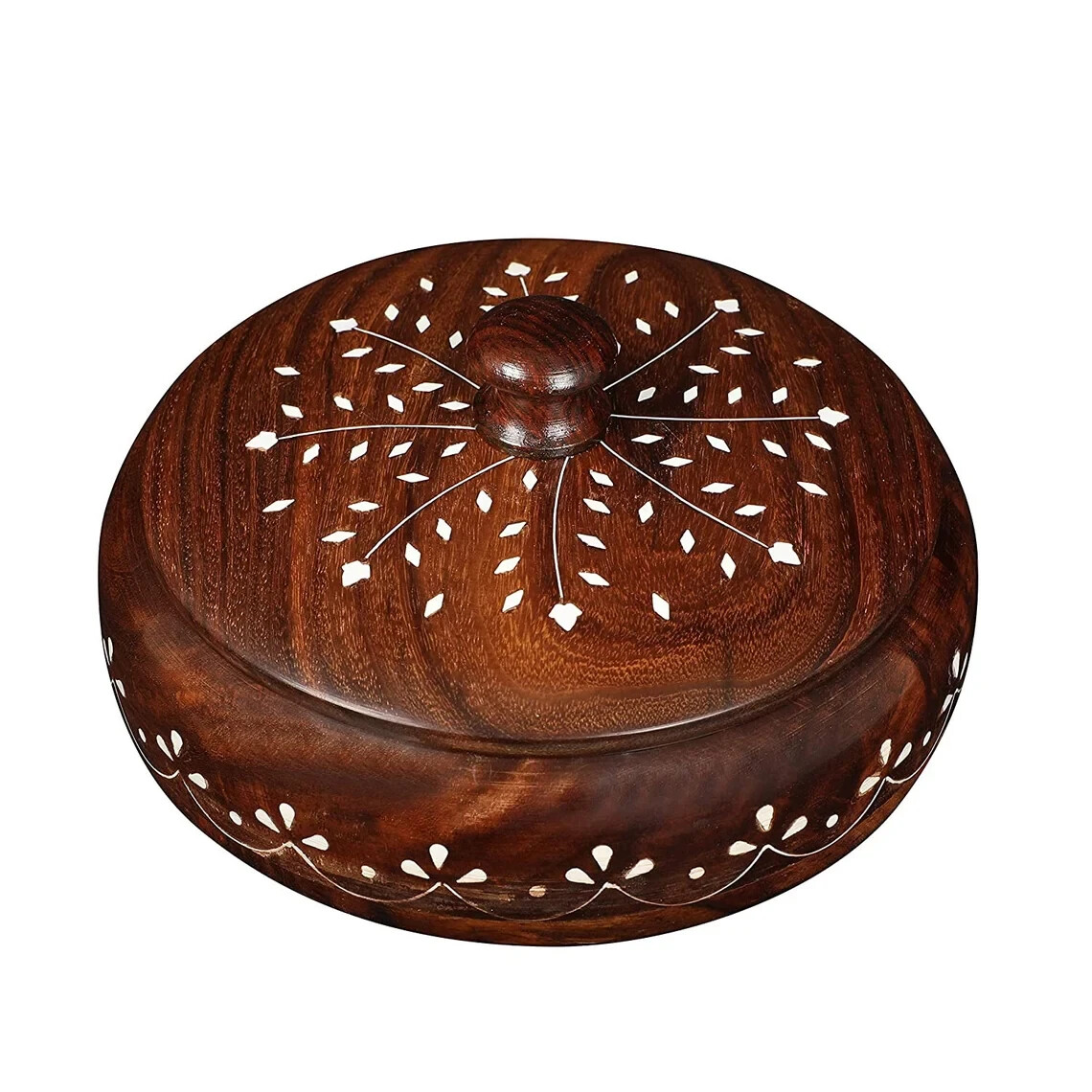 Wood Spice Box Masala Box Wooden Utility Masala Box with 7 Containers & Spoon