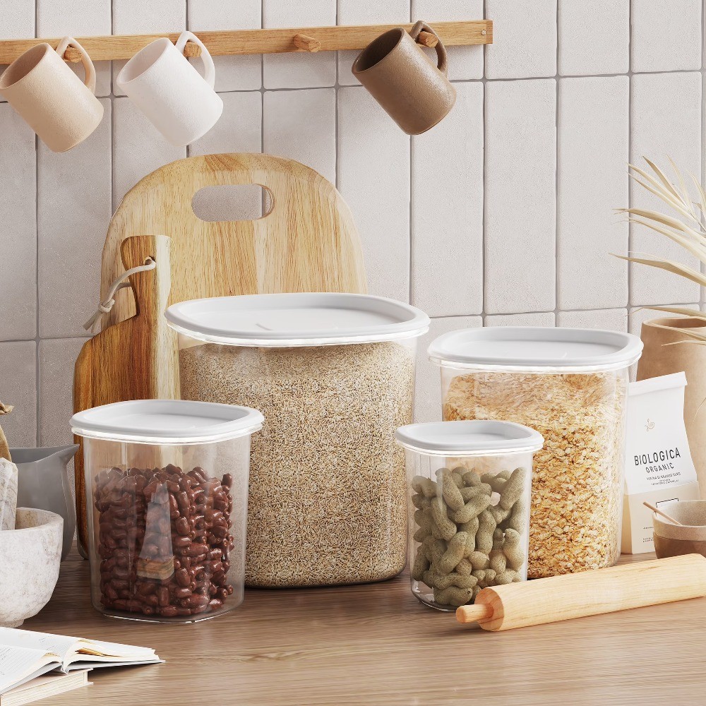 8-Piece Plastic Pantry Food Storage Container Set, Kitchen Pantry
