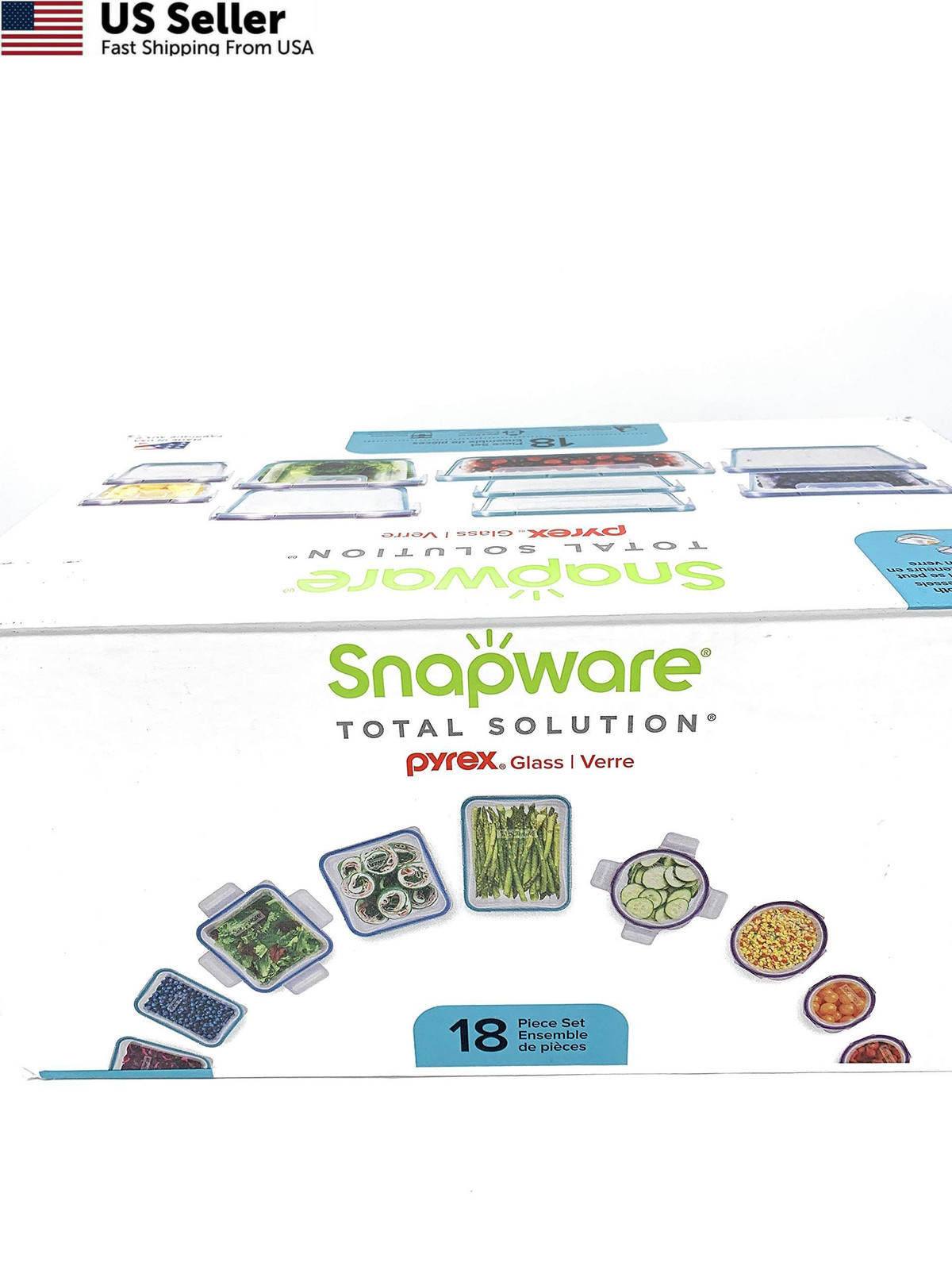 Snapware 18-piece Pyrex Glass Food Storage Set 16 inches x 9 inches, Blue