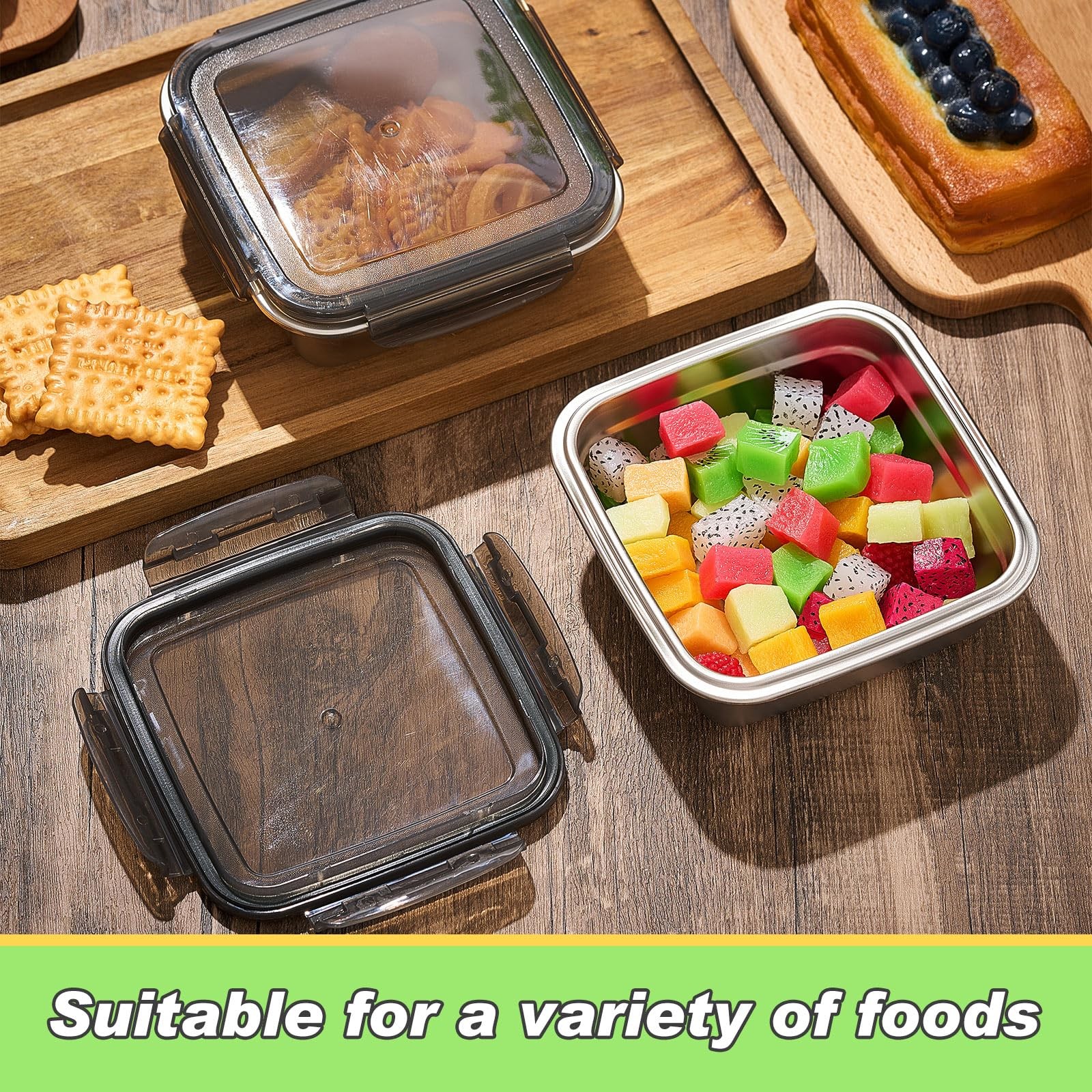 6 Pack Food 304 Stainless Steel Sandwich Containers, Leakproof Metal Lunch Co…