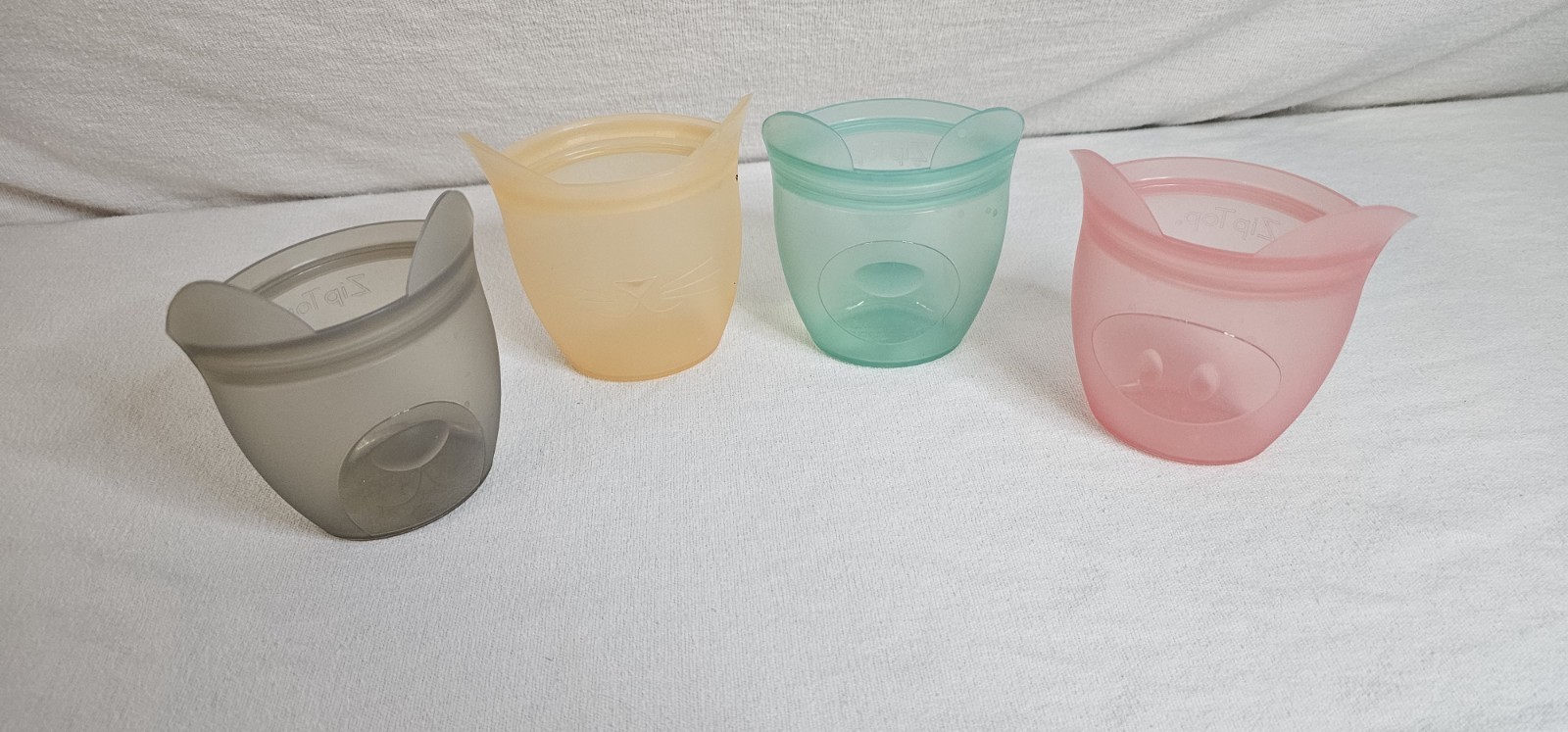 Toddler Snack Containers 4oz zip top 100% Platinum Silicone 4PK baby snack