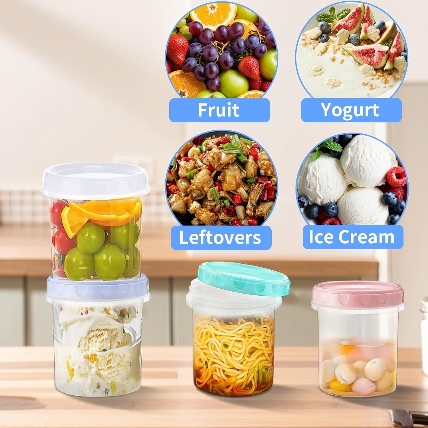 4 Pack 16Oz (500ML) Freezer Storage Containers – airtight Plastic Food Storage