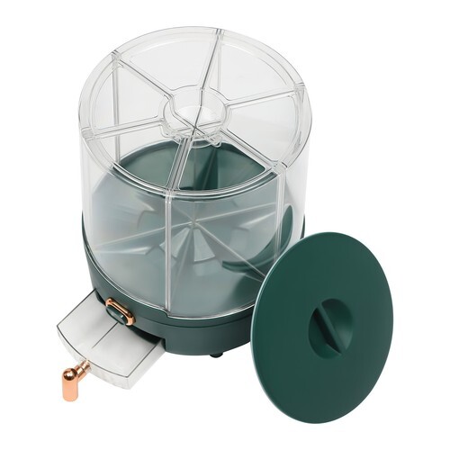 Rice Dispenser Dry Grain Food Storage Container Tank 6-Grid Rotating for Kitchen