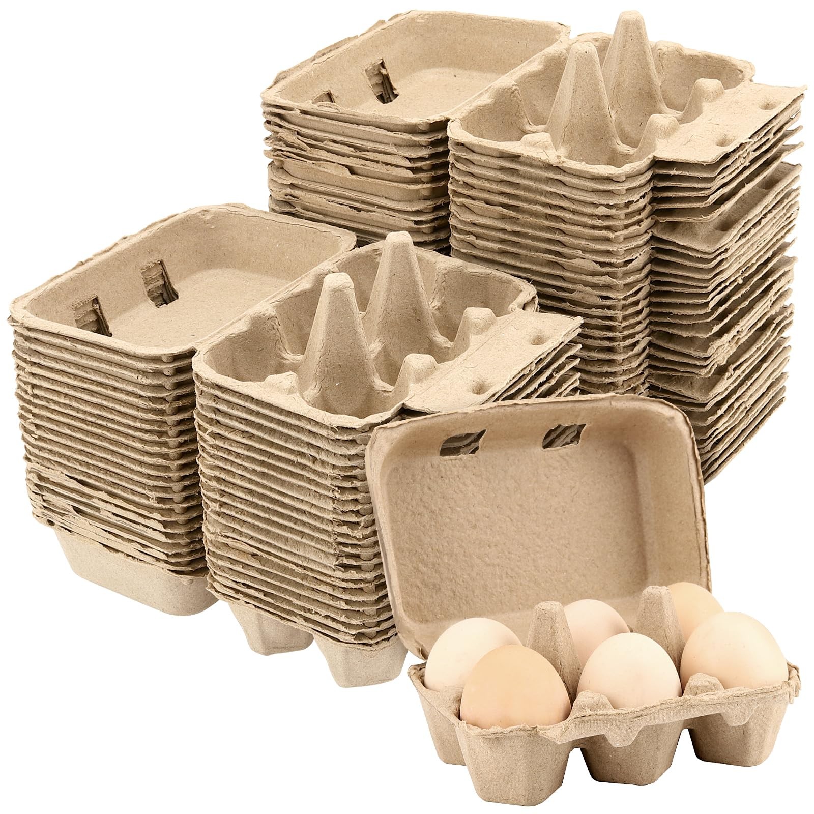 Empty Pulp Fiber 6Count Egg Cartons Tray Holder Storage Container 50 PCS