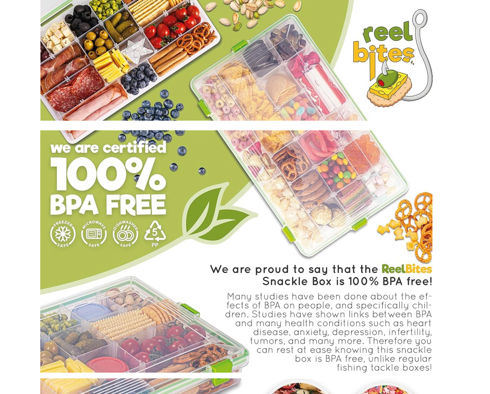 Reel Bites BPA Free Large Snackle Box Container for Travel – Snacklebox Containe