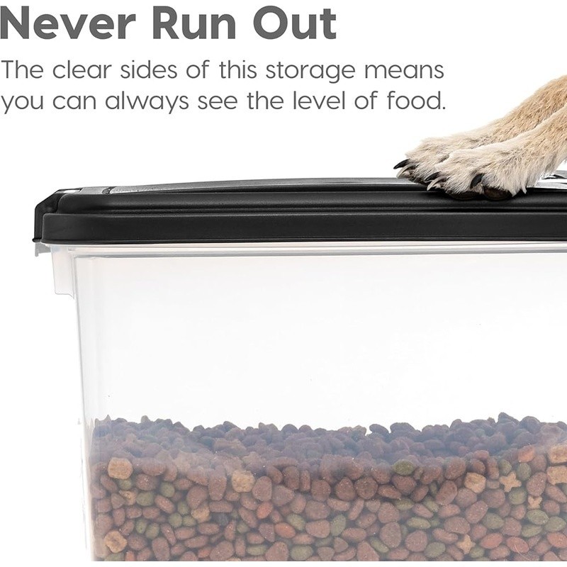 Airtight Pet Food Storage Container W/ Snap Lock Latch & Food Scoop Wheels New