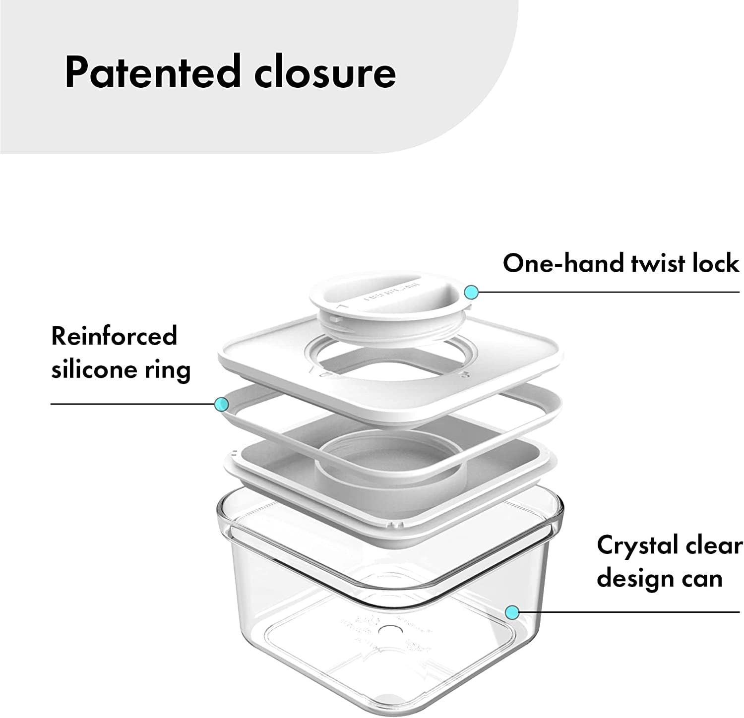 Neoflam Airtight Smart Seal Food Storage Container (Set 0.6QT (0.55L), White
