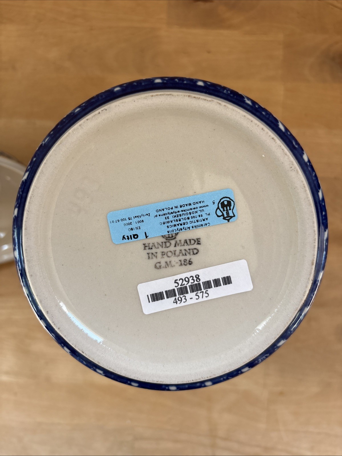 Polish Pottery Kitchen Storage 9” Canister w/ Lid BLUE CRESS Boleslawiec Vintage