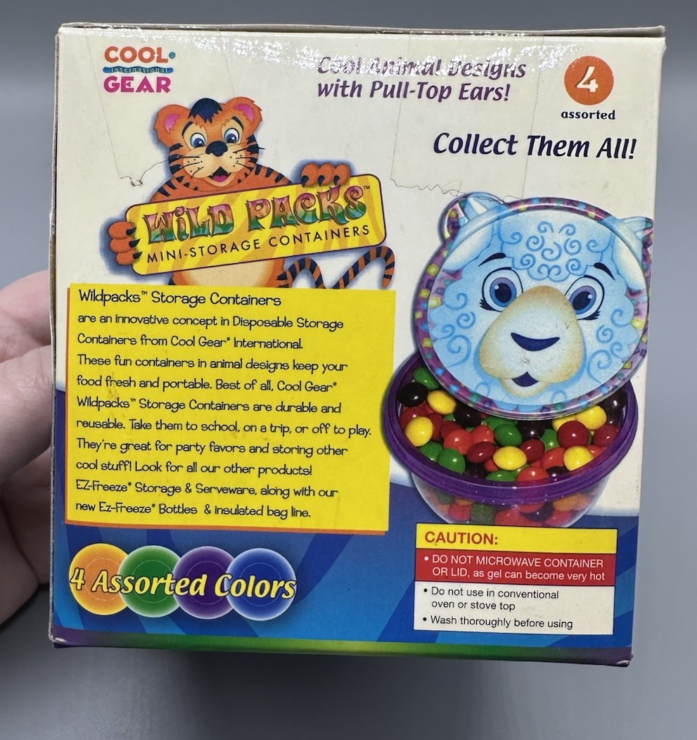 Vintage Cool Gear Wild Packs Mini Storage Containers Animal Faces Set of 4 NOS