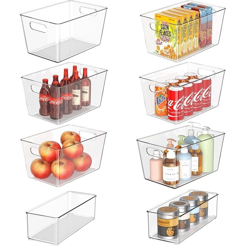 Premium BPA-Free PETG Clear Plastic Storage Bins Pantry & Fridge Organization US