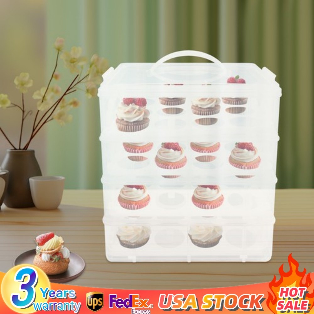 Cupcake Carrier with Lid and Handle Mini Cake Container Holder for 48 Cupcakes