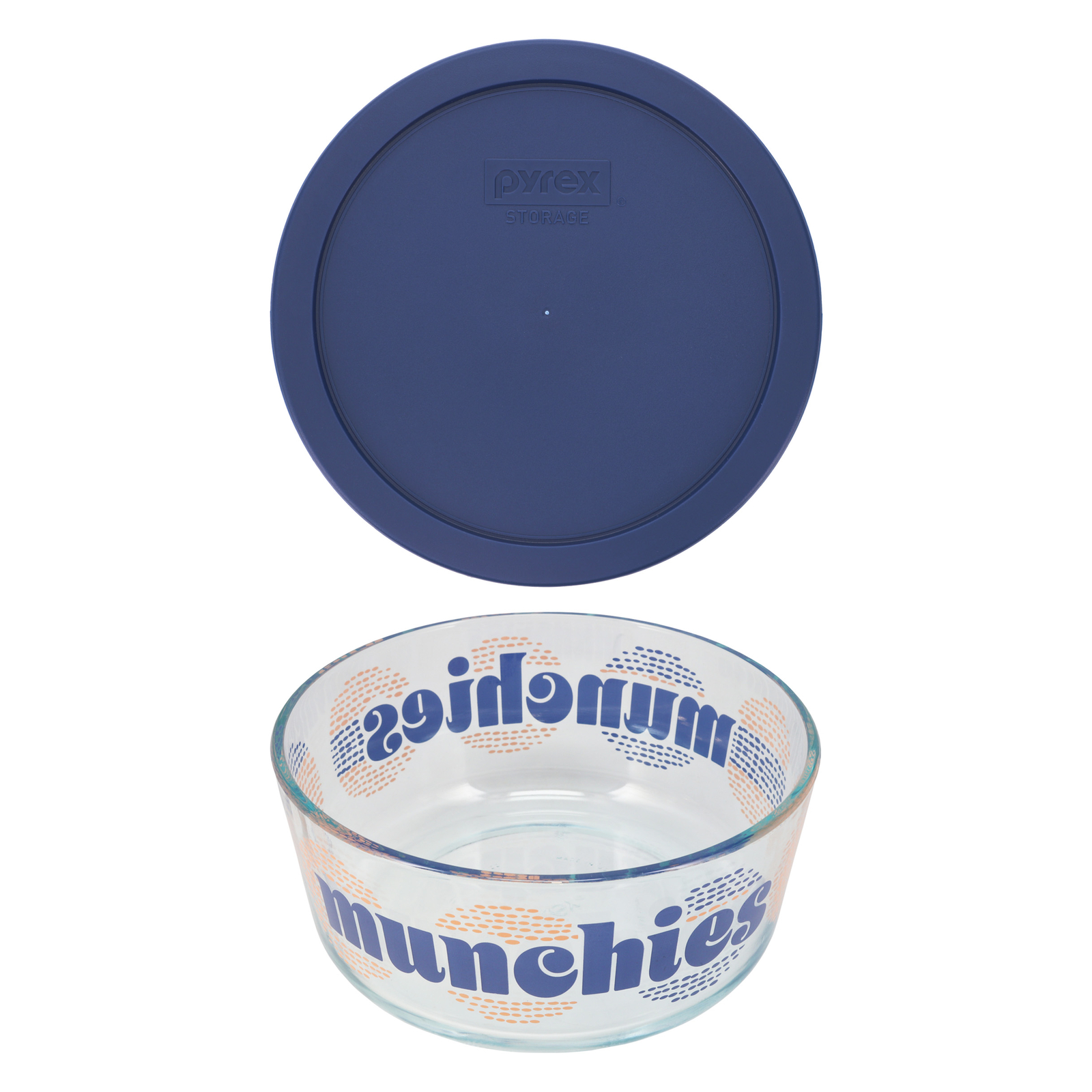 Pyrex (1) 7203 7-Cup Munchies Glass Bowl & (1) Pyrex 7402-PC 1136993 6/7 Cup Bl