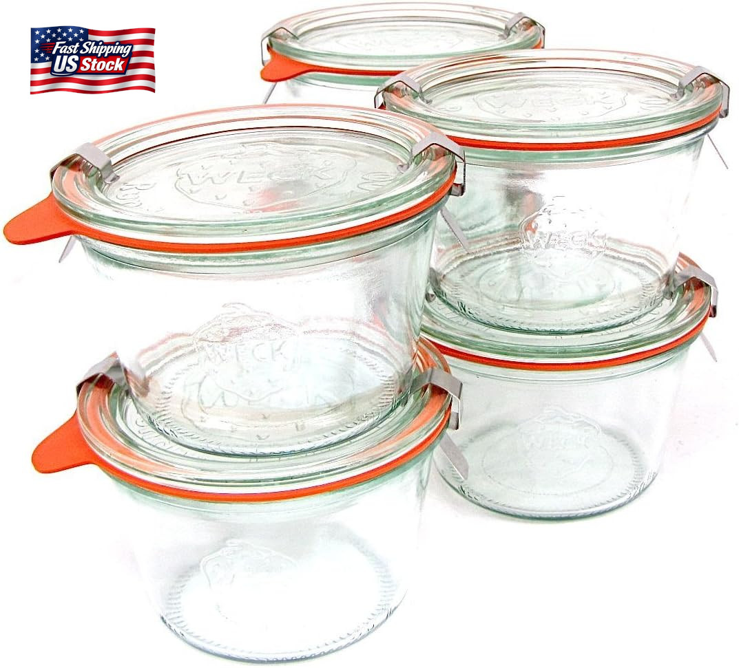 Weck 741 – 0.25 Liter Mold Jars with Lids – 6 Rings and 12 Clamps