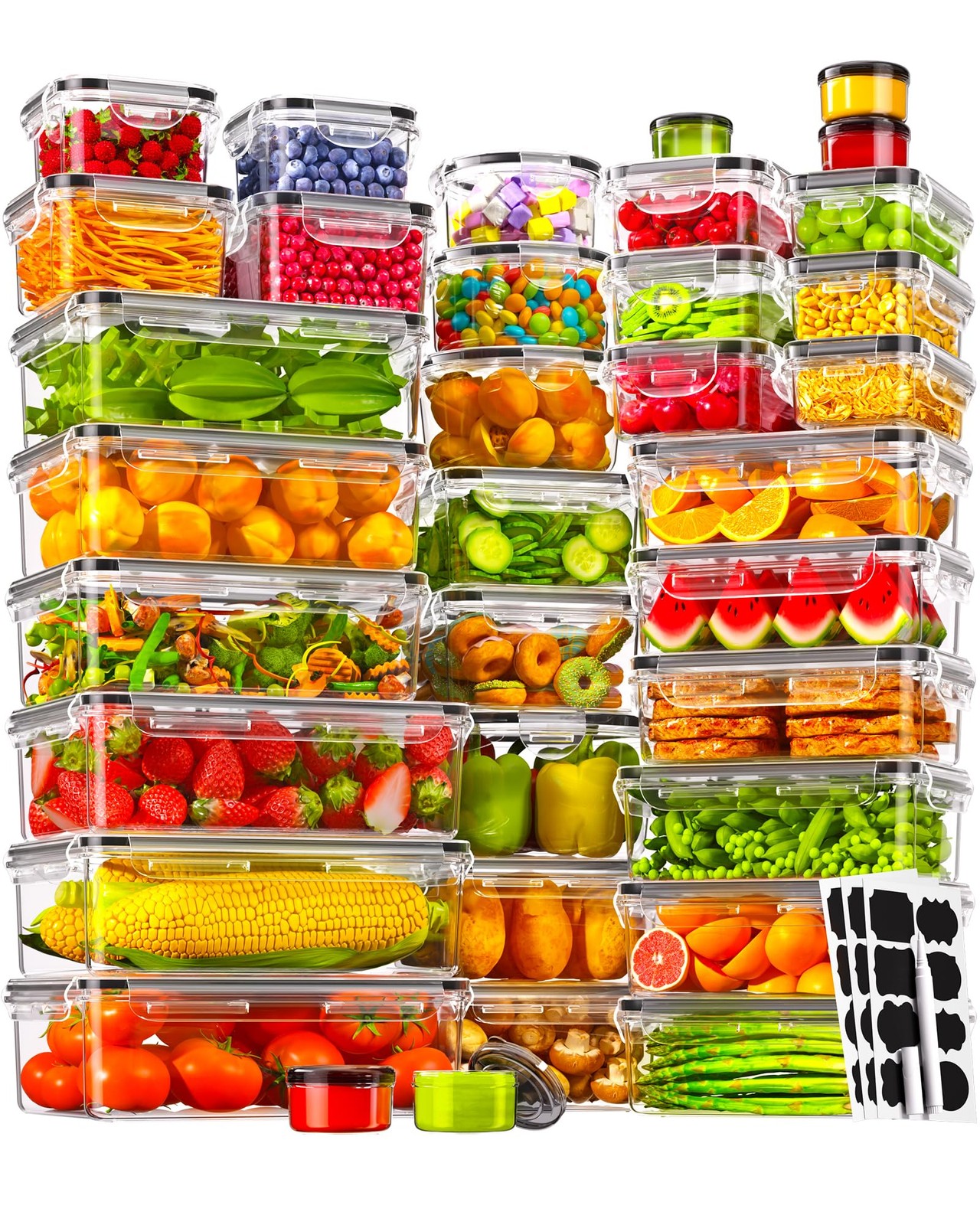 70 PCS Food Storage Containers with Lids(35 Containers & 35 Lids), BPA-Free P…