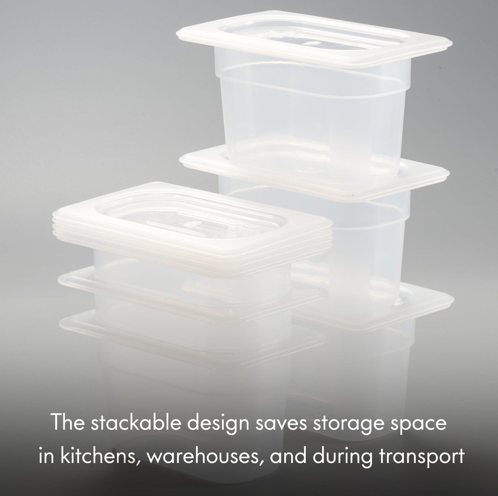 6 Pack 1/9 Size 4 Inch Deep Food Pan Handled Lid Translucent Polypropylene