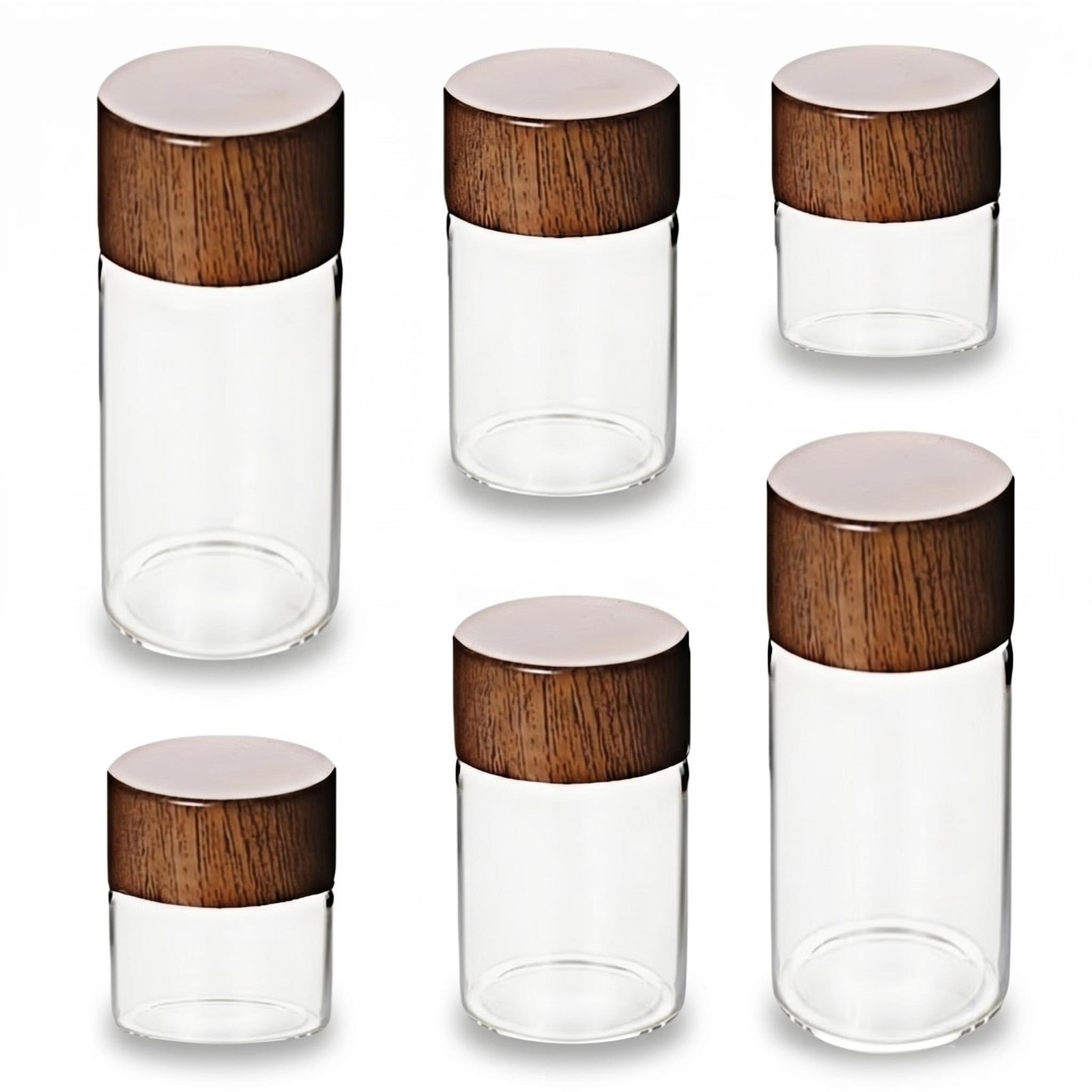 6-piece mini glass sealed container set, sizes 10ml, 20ml, 30ml, mini jar, sm…