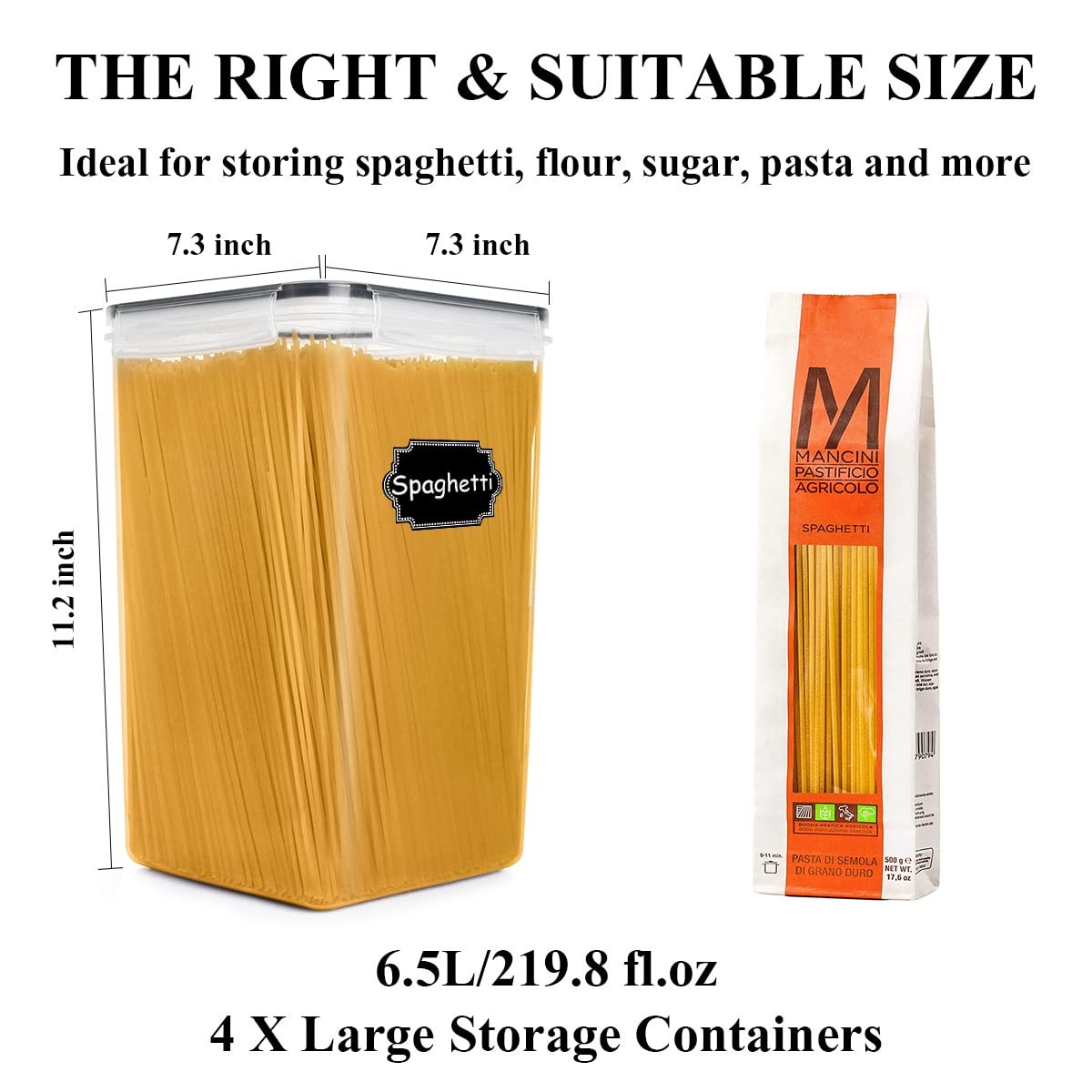 Extra Large Tall Airtight Food Storage Containers 6.5L/ 5.9QT, Plastic BPA Fr…