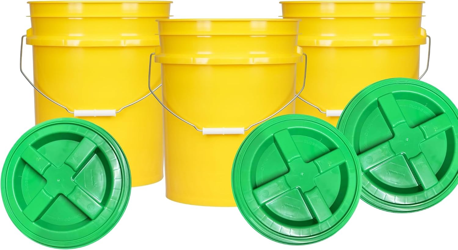 5 Gallon Plastic Yellow Food Grade BPA Free Made in USA Bucket Pail W/ Air Tight
